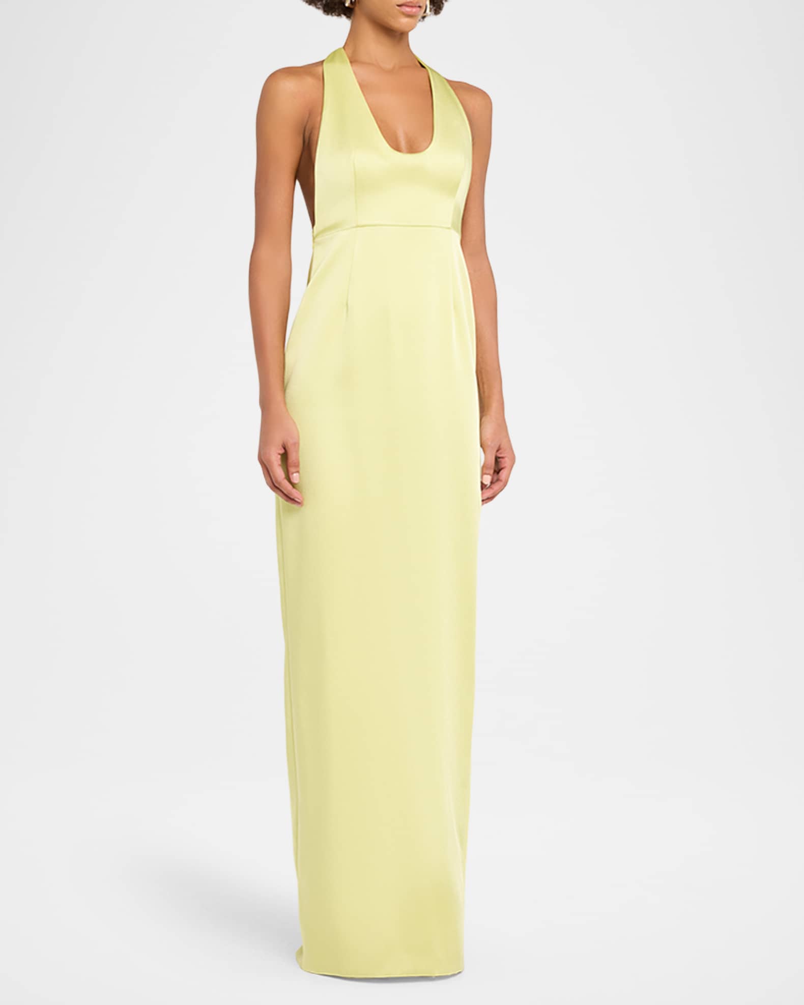 Et Ochs Constance Racerback Satin Halter Gown | Neiman Marcus