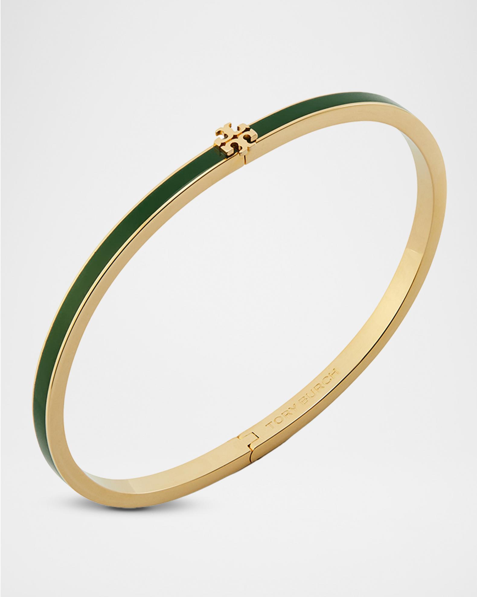 Tory Burch - Gold-Accent Teal Silicone Wrap Bracelet Tory Burch Kira Resin Bangle Bracelet, Gold & Blue T Logo  main image 4