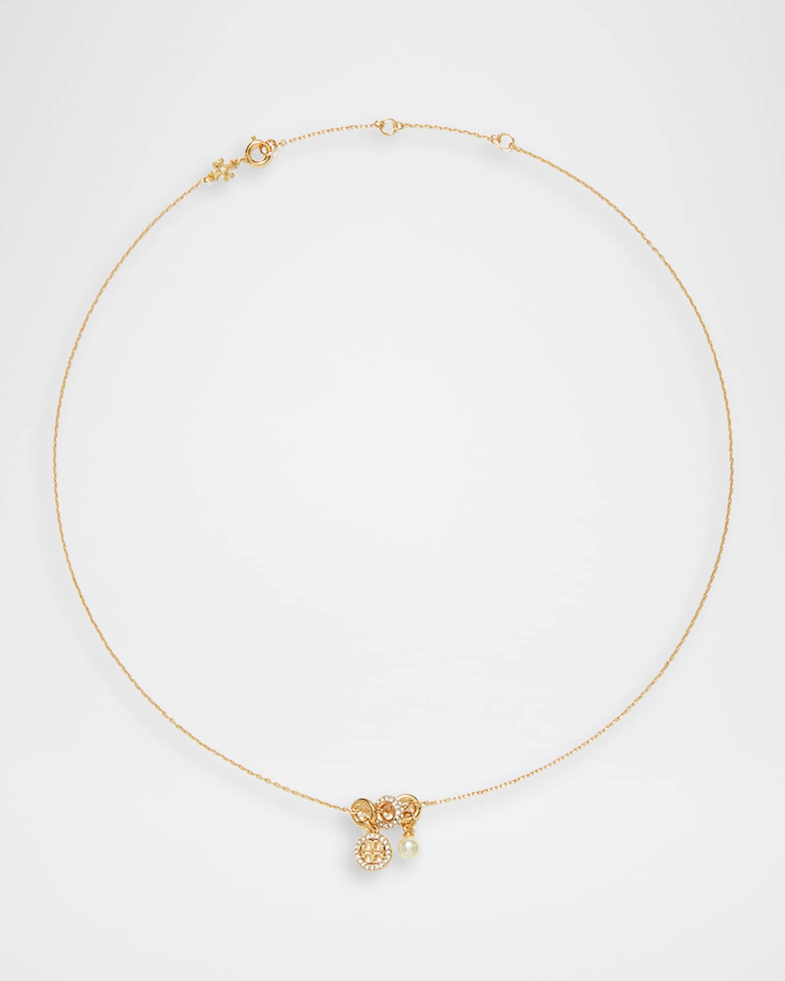 Tory Burch Miller Pave Charm Necklace | Neiman Marcus