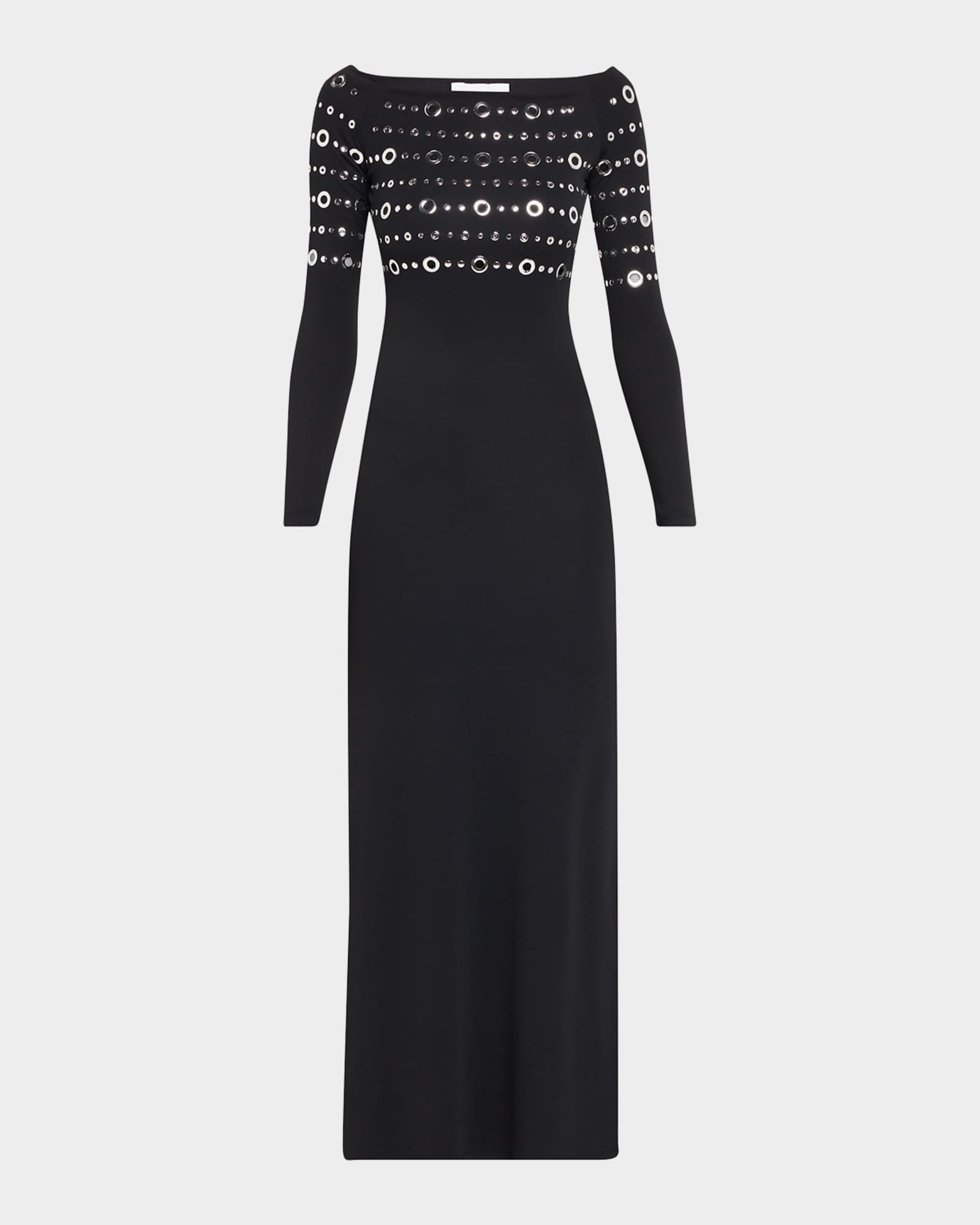 Rabanne Grommet Off-The-Shoulder Long-Sleeve Maxi Dress | Neiman Marcus