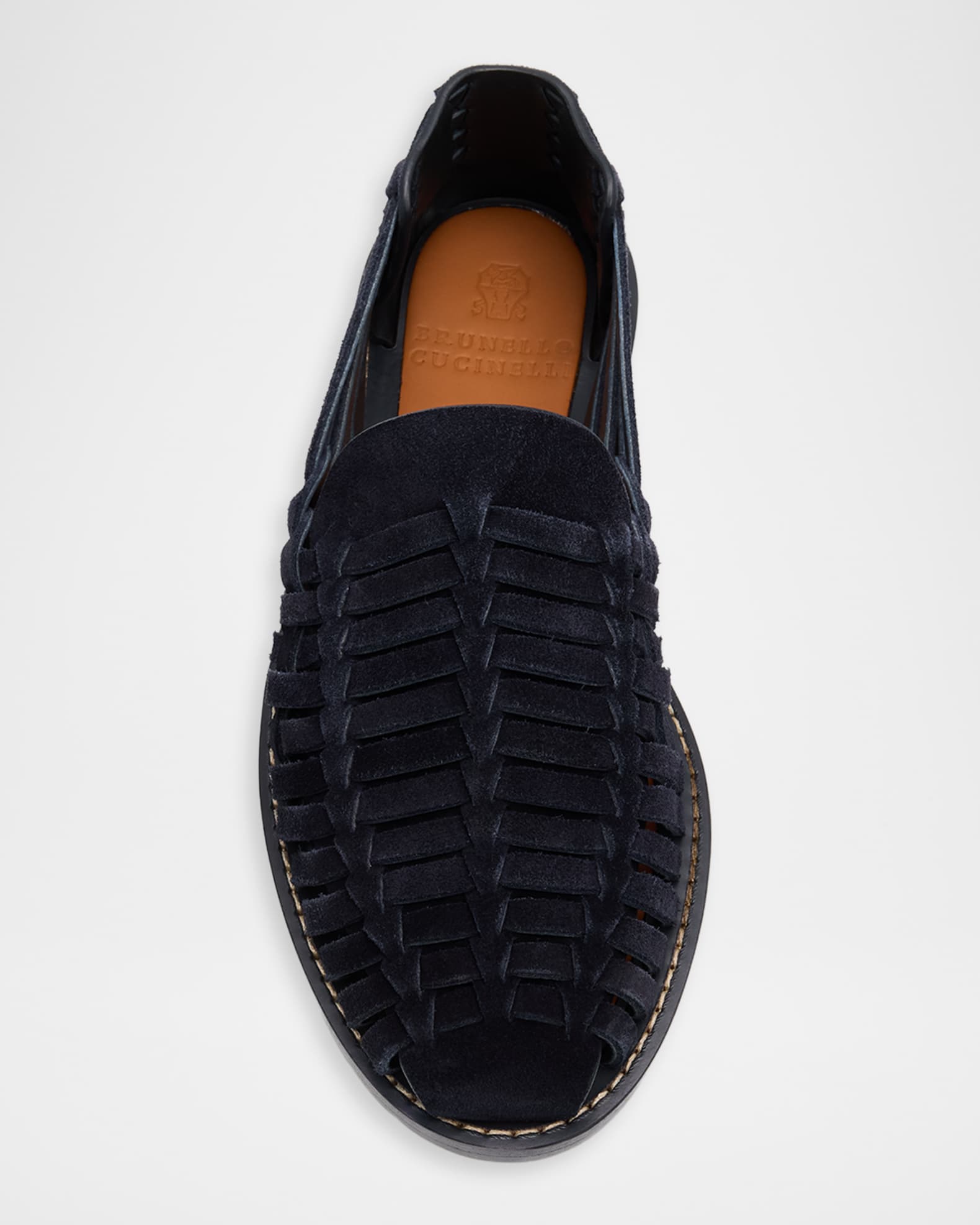 Brunello Cucinelli Men's Woven Suede Sandals | Neiman Marcus