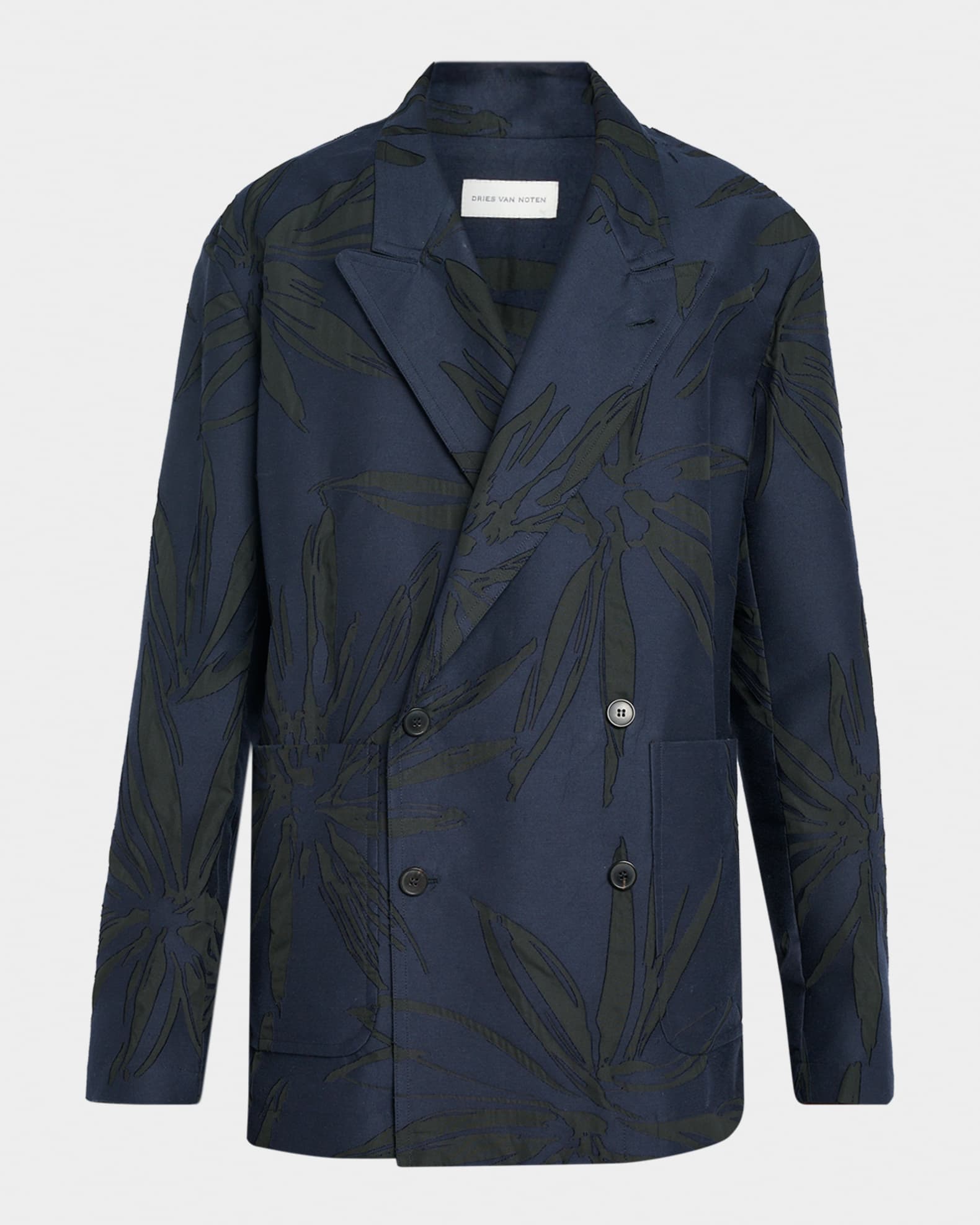 Dries Van Noten Men's Abstract Floral Double-Breasted Blazer