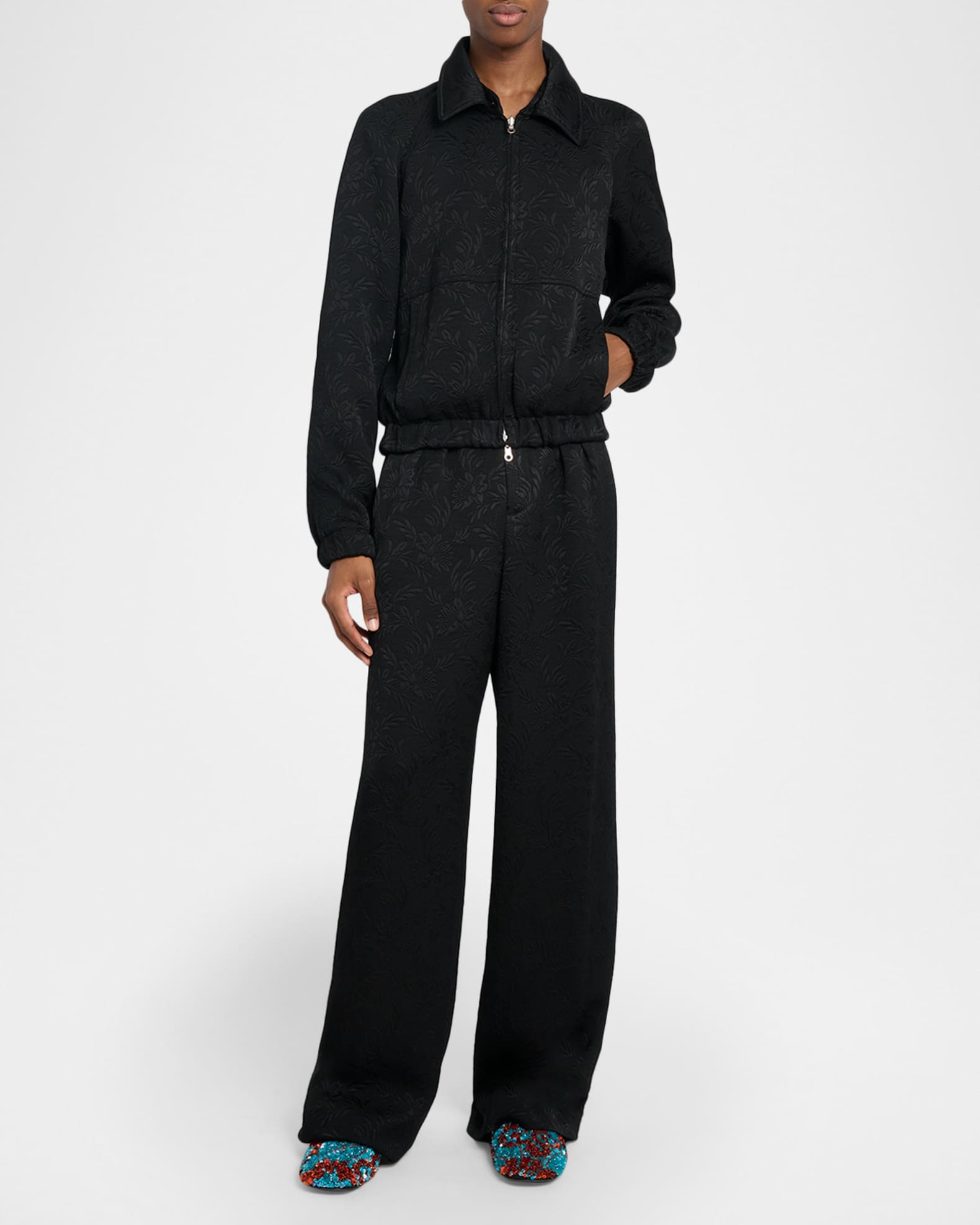 Dries Van Noten Men's Vinnys Floral Jacquard Full-Zip Jacket