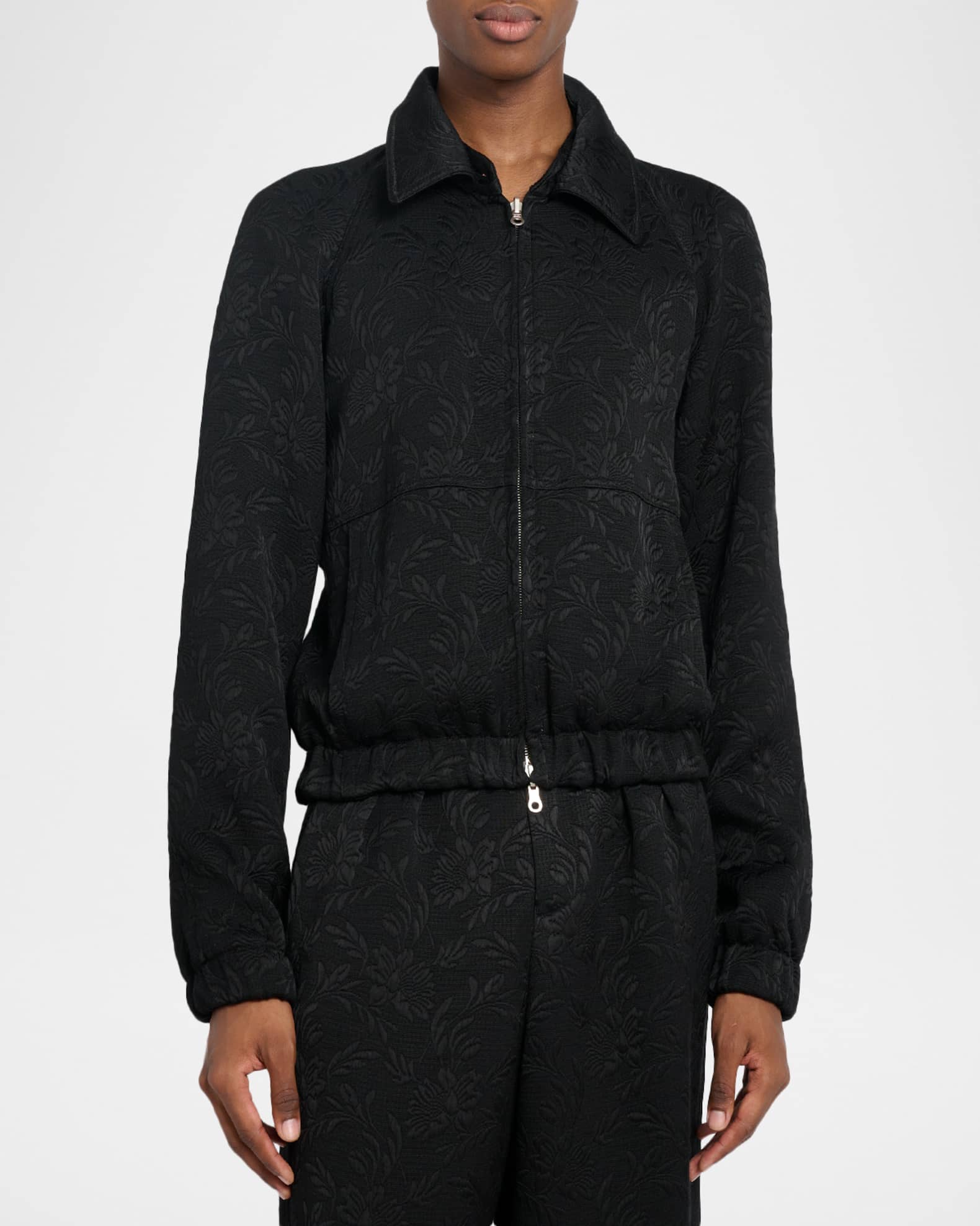 Dries Van Noten Men's Vinnys Floral Jacquard Full-Zip Jacket