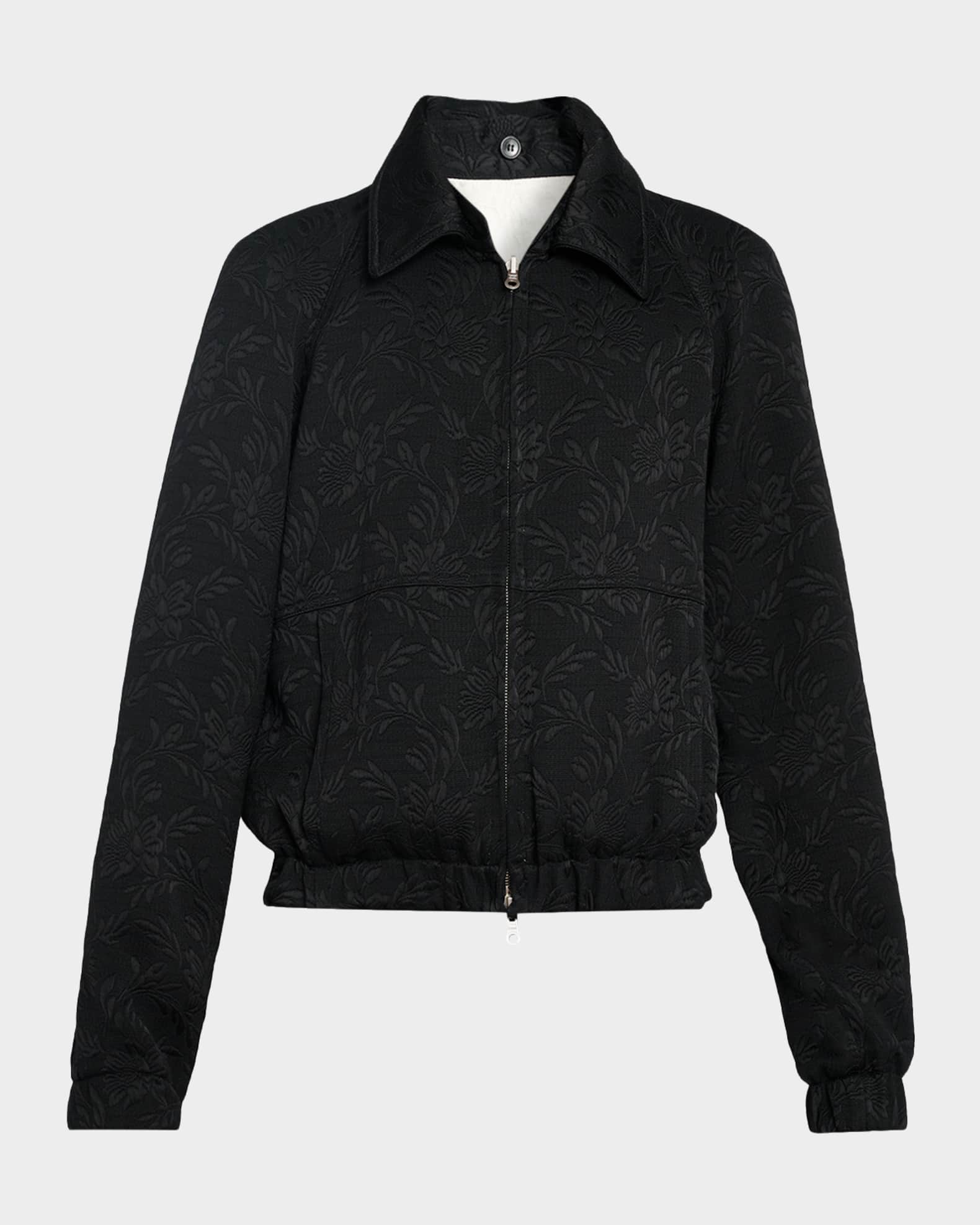Dries Van Noten Men's Vinnys Floral Jacquard Full-Zip Jacket