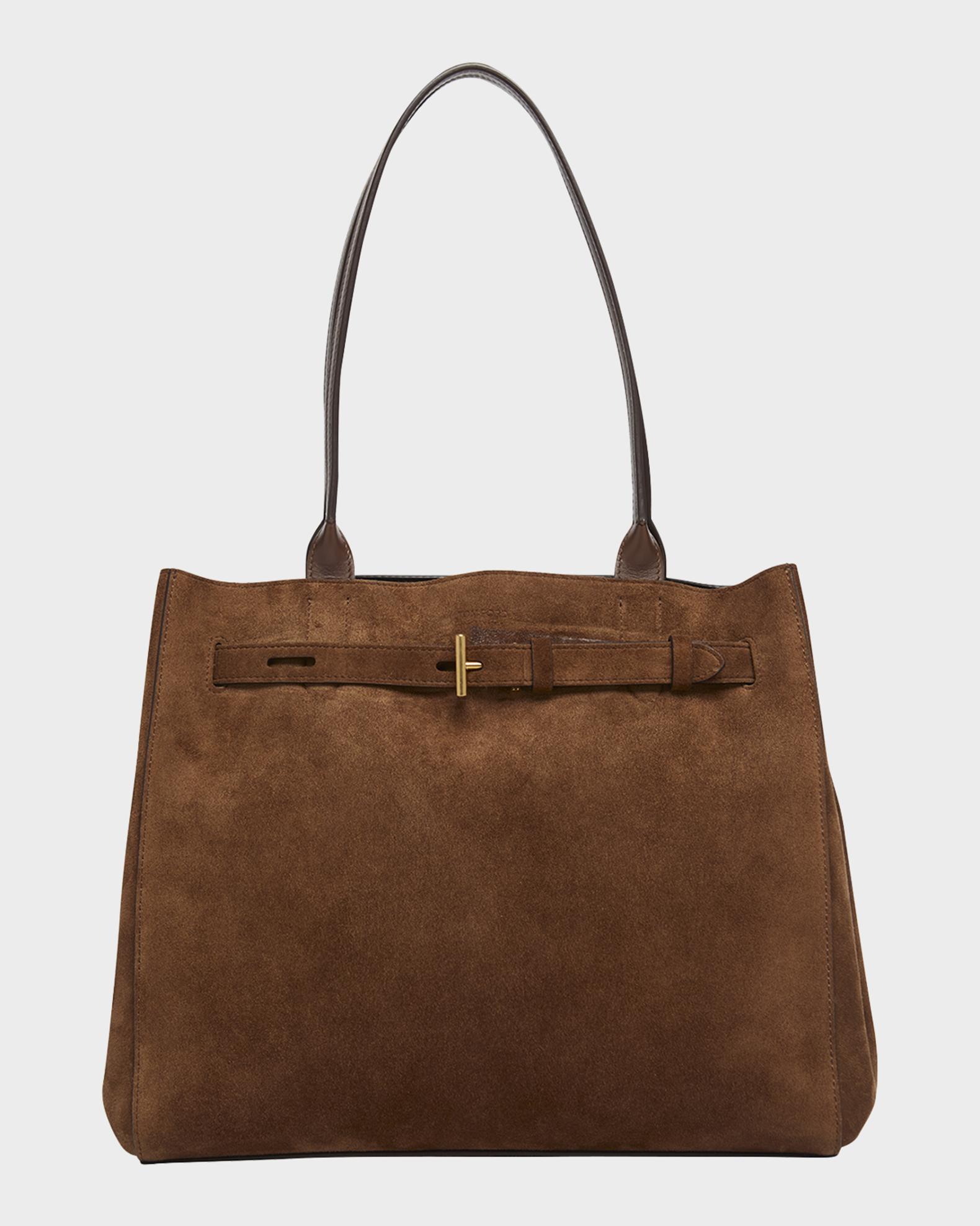 TOM FORD Belted T-Buckle Suede Tote Bag | Neiman Marcus