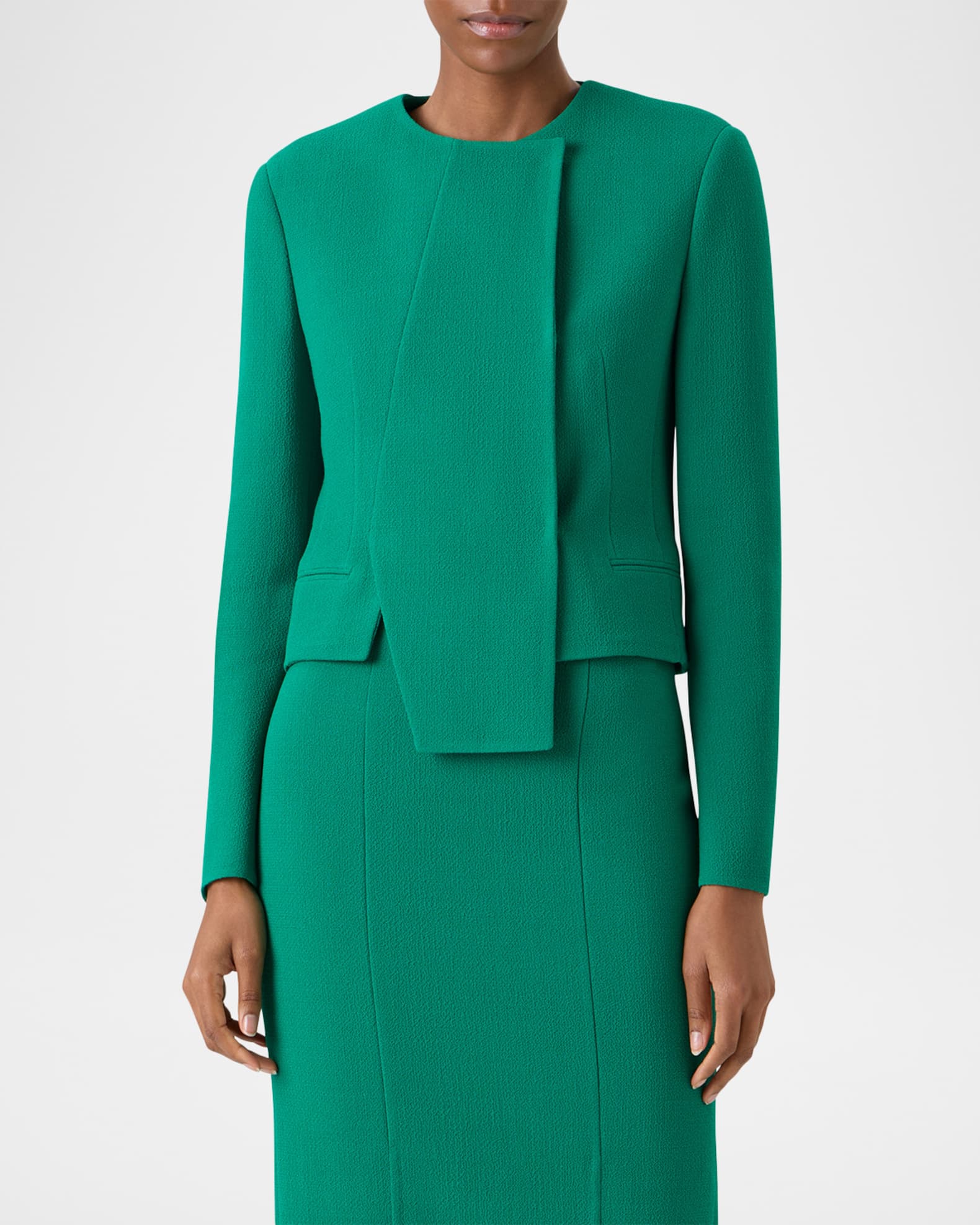 Akris Hemilio Asymmetric Double-Faced Wool Jacket | Neiman Marcus