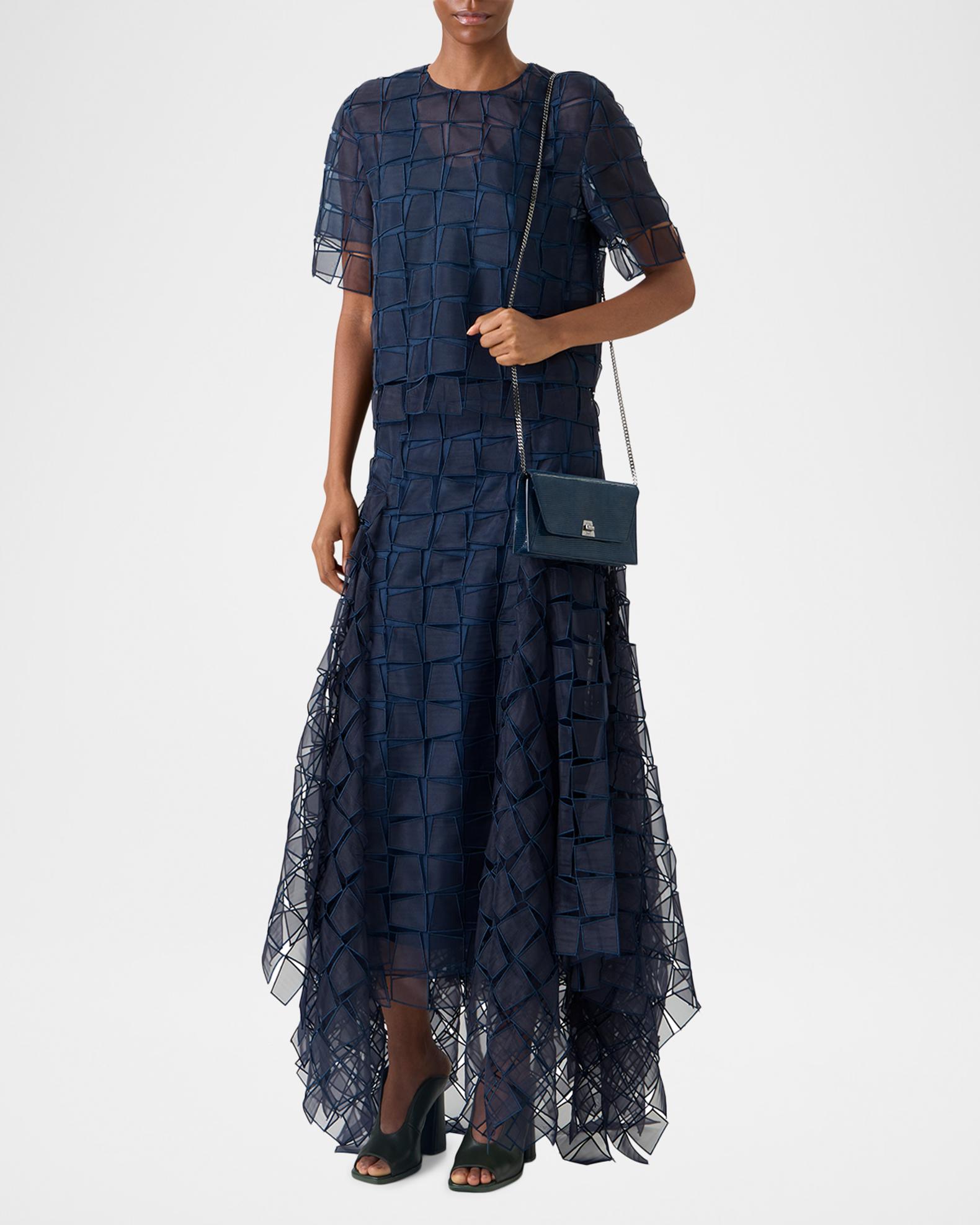 Akris Trapezoid Embroidered Organza Blouse | Neiman Marcus