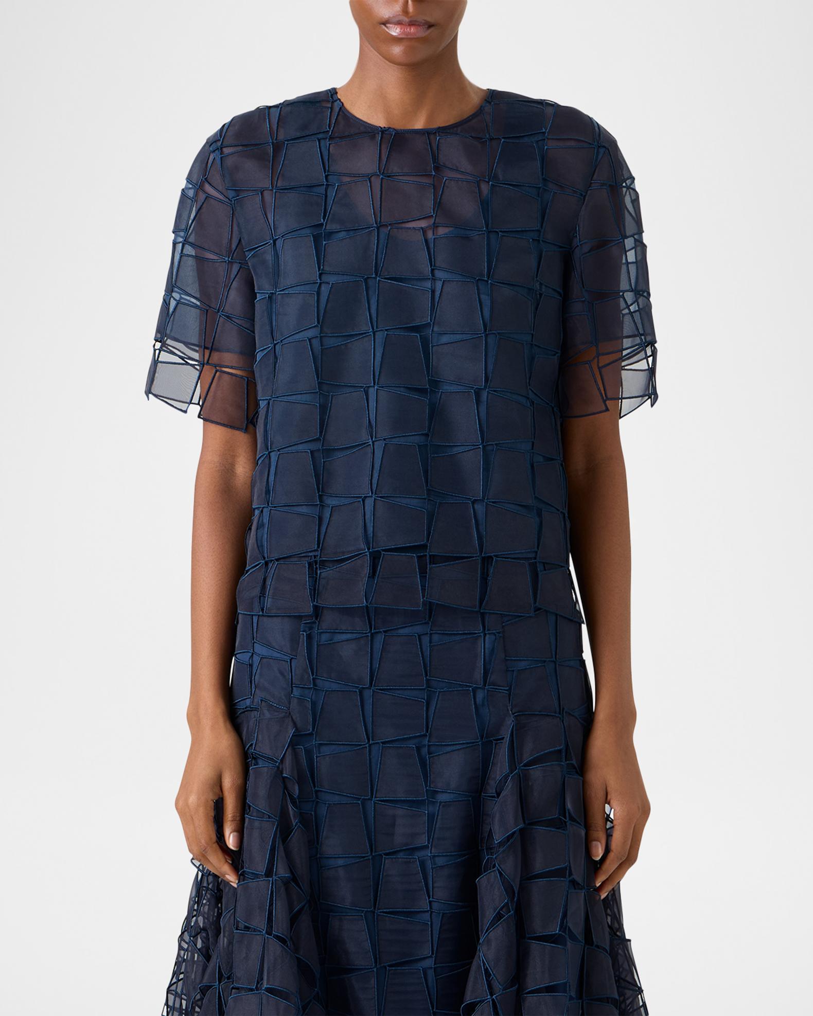 Akris Trapezoid Embroidered Organza Blouse | Neiman Marcus