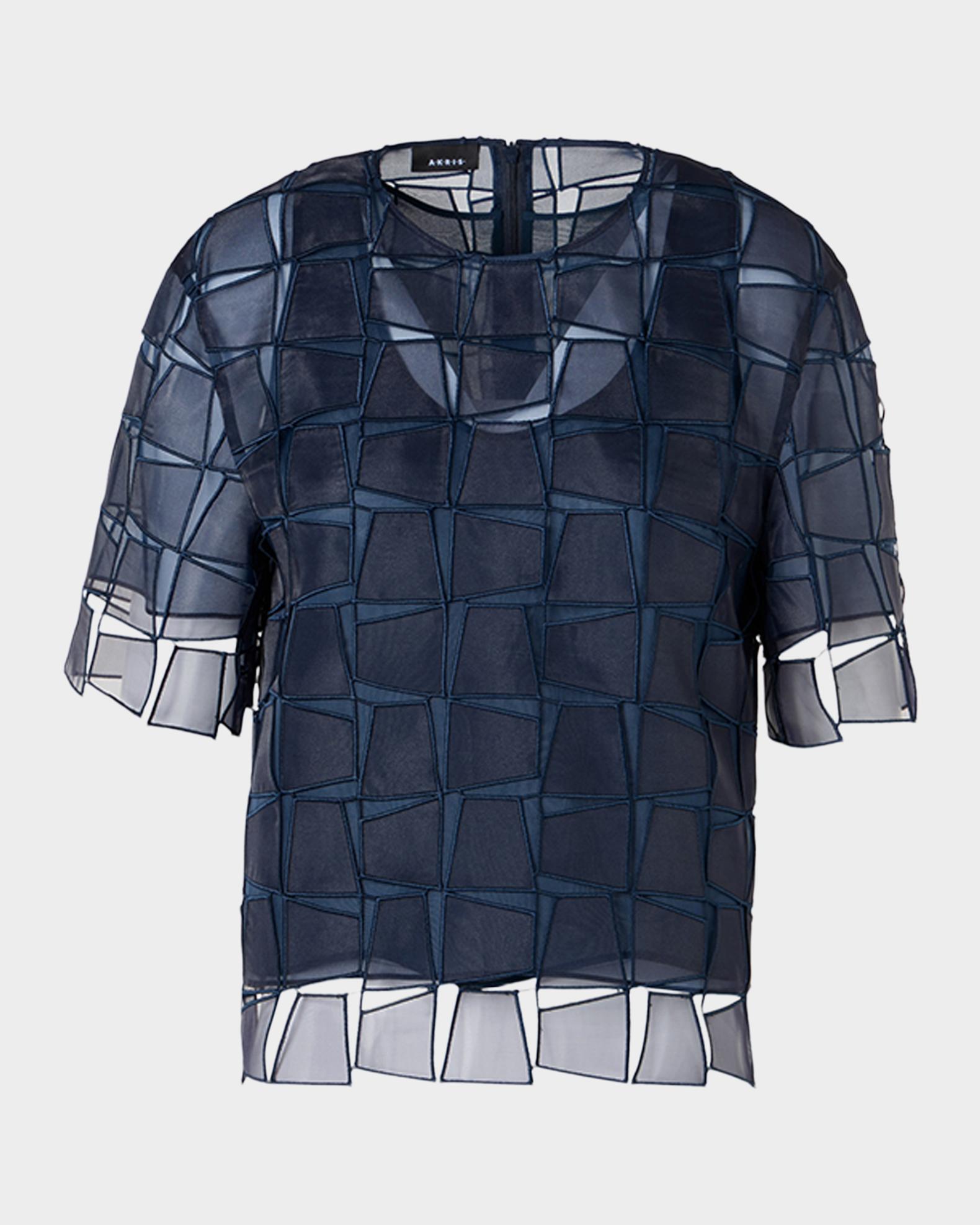 Akris Trapezoid Embroidered Organza Blouse | Neiman Marcus