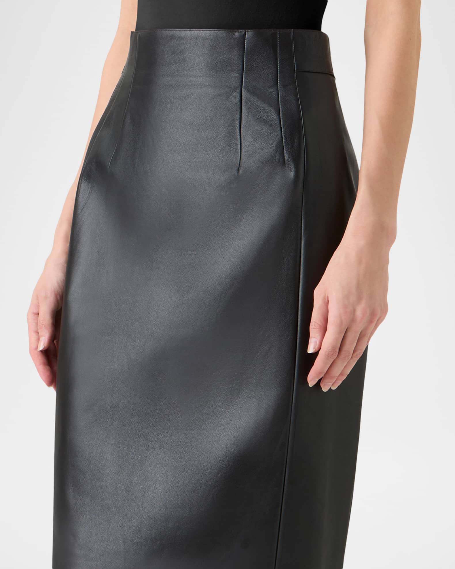 Akris Lamb Nappa Leather Pencil Skirt | Neiman Marcus