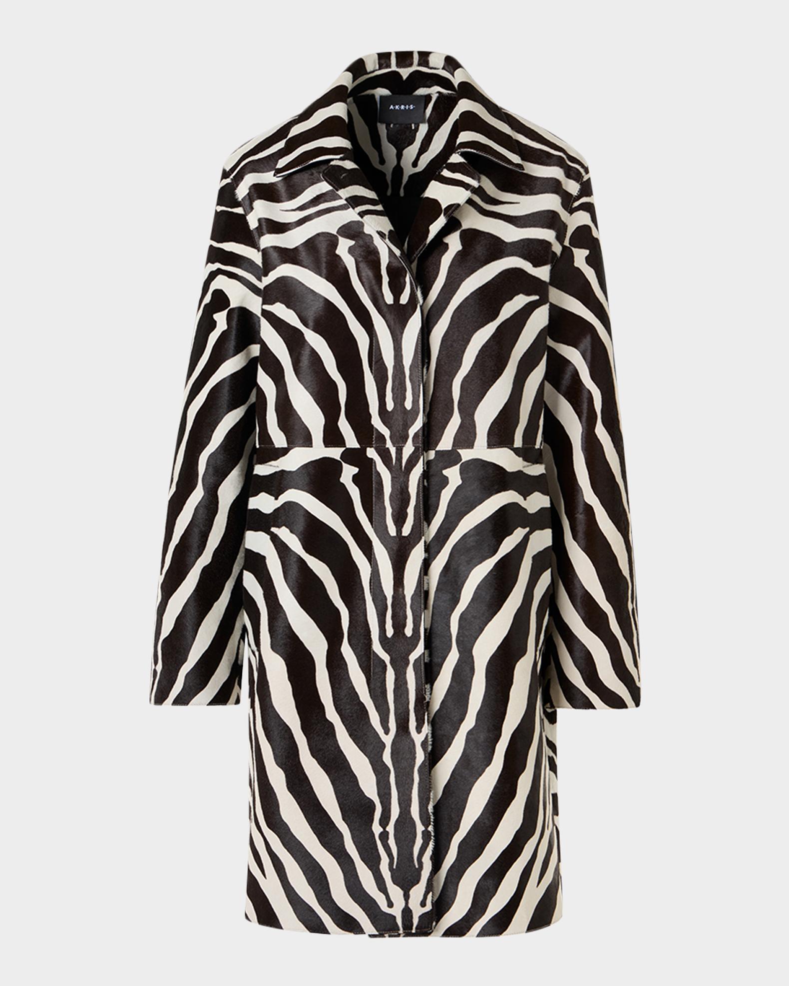 Akris Laron Zebra Print Pony Hair Single-Breasted Coat | Neiman Marcus