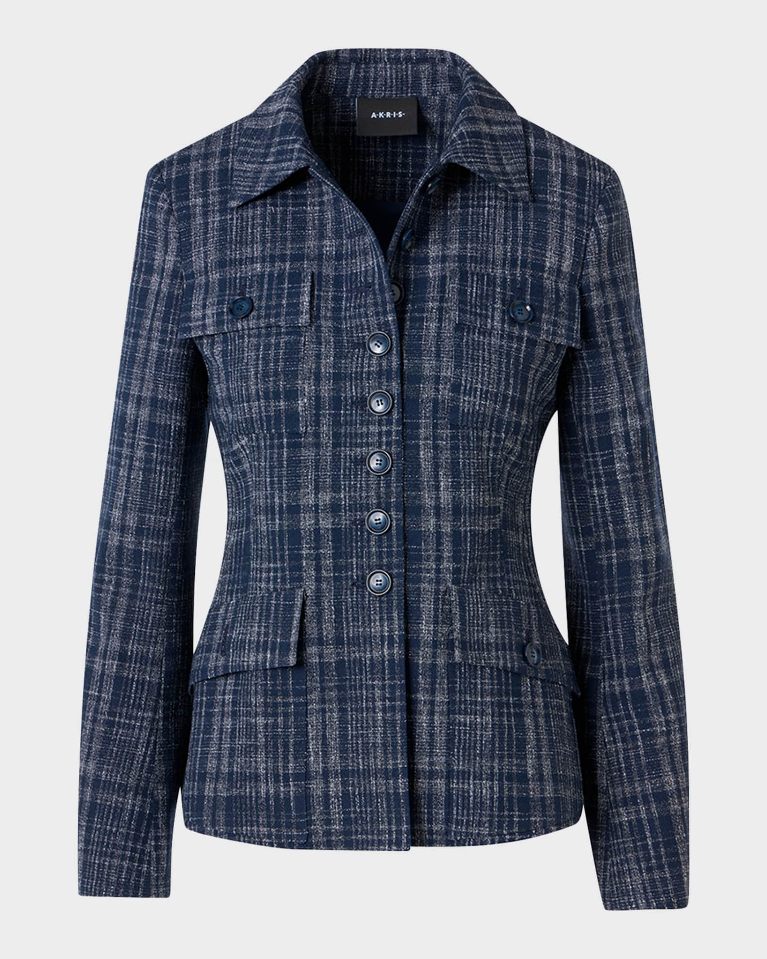 Akris Delia Buttoned Tweed Jacket | Neiman Marcus