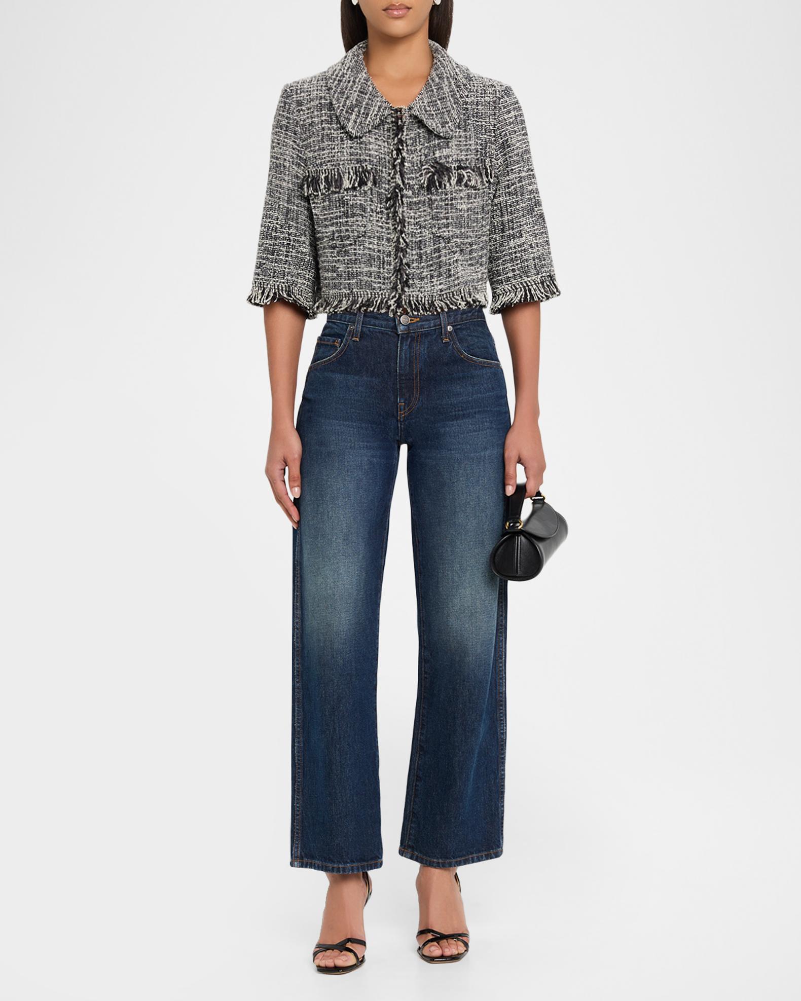 Smythe Cropped Sleeve Tweed Mini Jacket | Neiman Marcus
