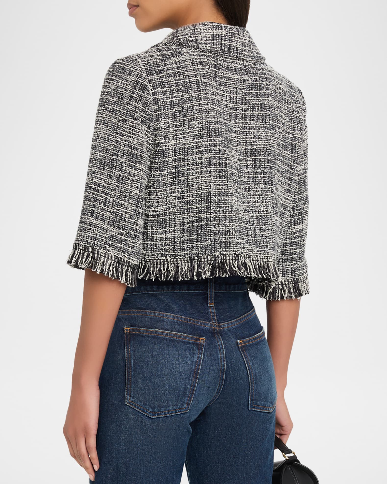 Smythe Cropped Sleeve Tweed Mini Jacket | Neiman Marcus