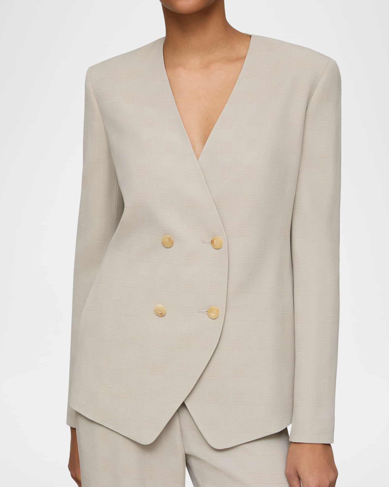 Lafayette 148 New York Collarless Plaid Jacquard Blazer | Neiman
