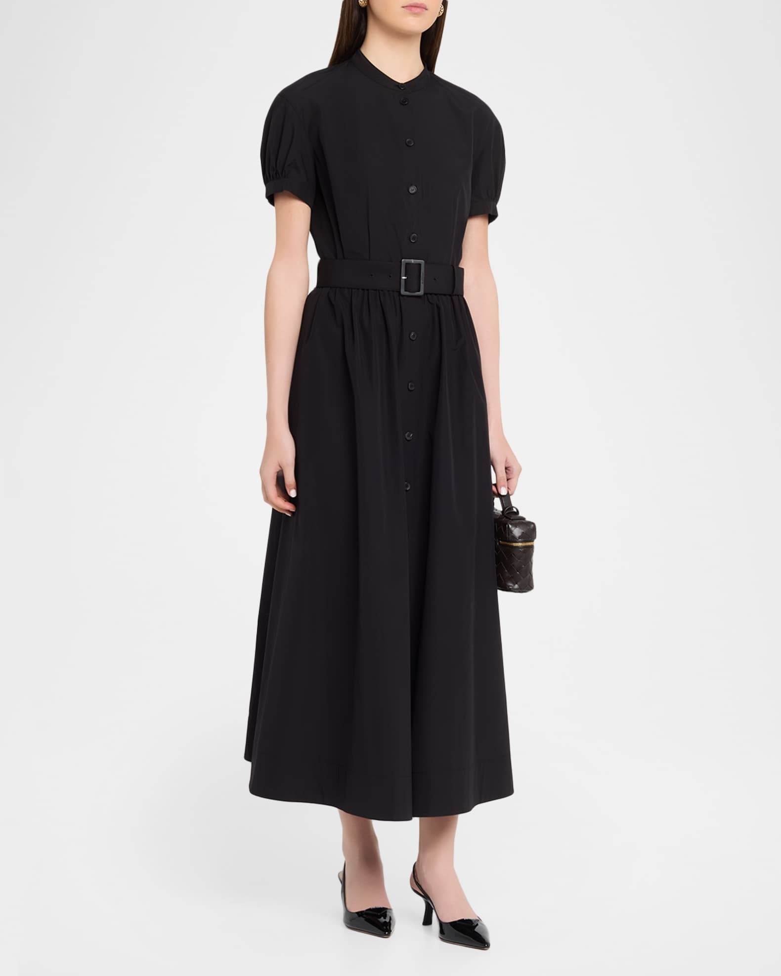 Lafayette 148 New York Women's Puff Sleeve Shirt Dress - Black - Size 6