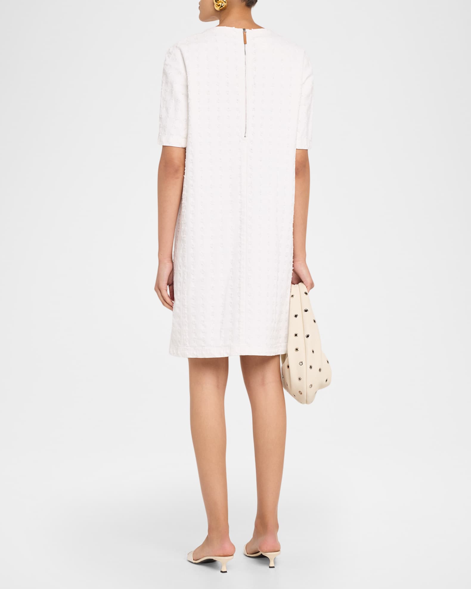 Lafayette 148 New York Embellished Cotton Denim Mini Shift Dress | Neiman  Marcus