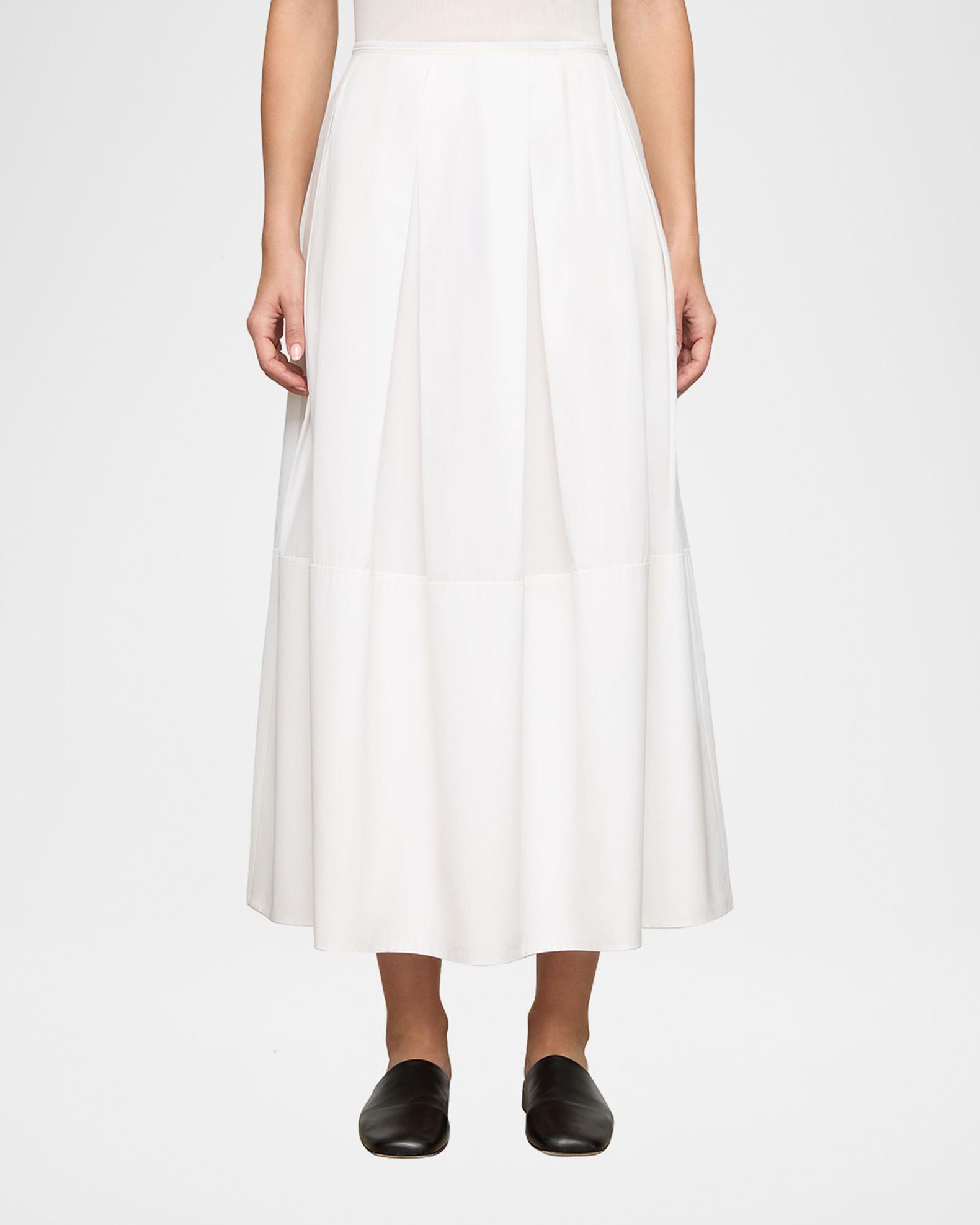 Lafayette 148 New York Pleated Organic Cotton Poplin Midi Skirt 