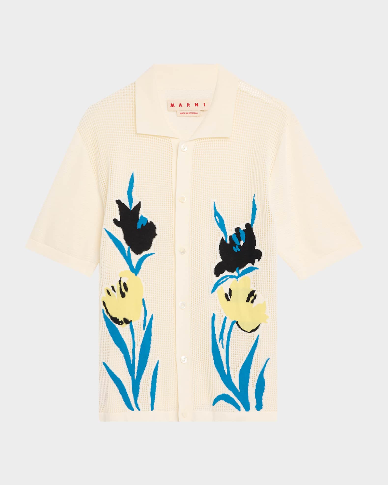 Marni Men's Floral Mesh Short-Sleeve Cardigan | Neiman Marcus