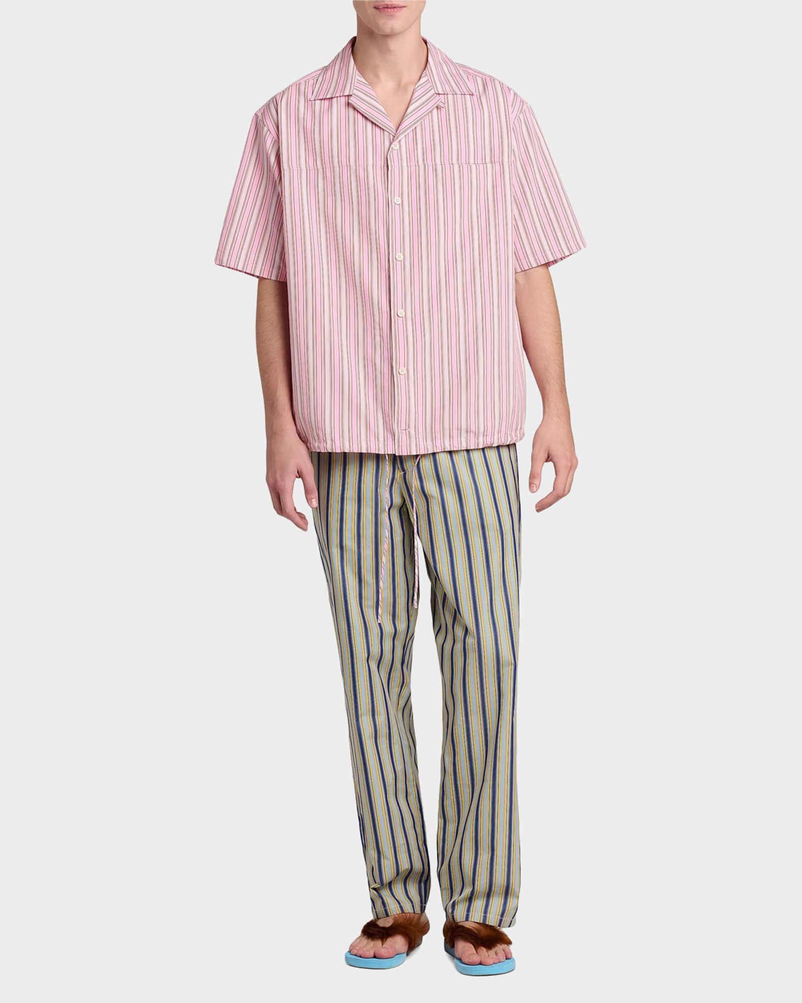 Marni Men's Variegated Stripe Boxy-Fit Short-Sleeve Shirt | Neiman