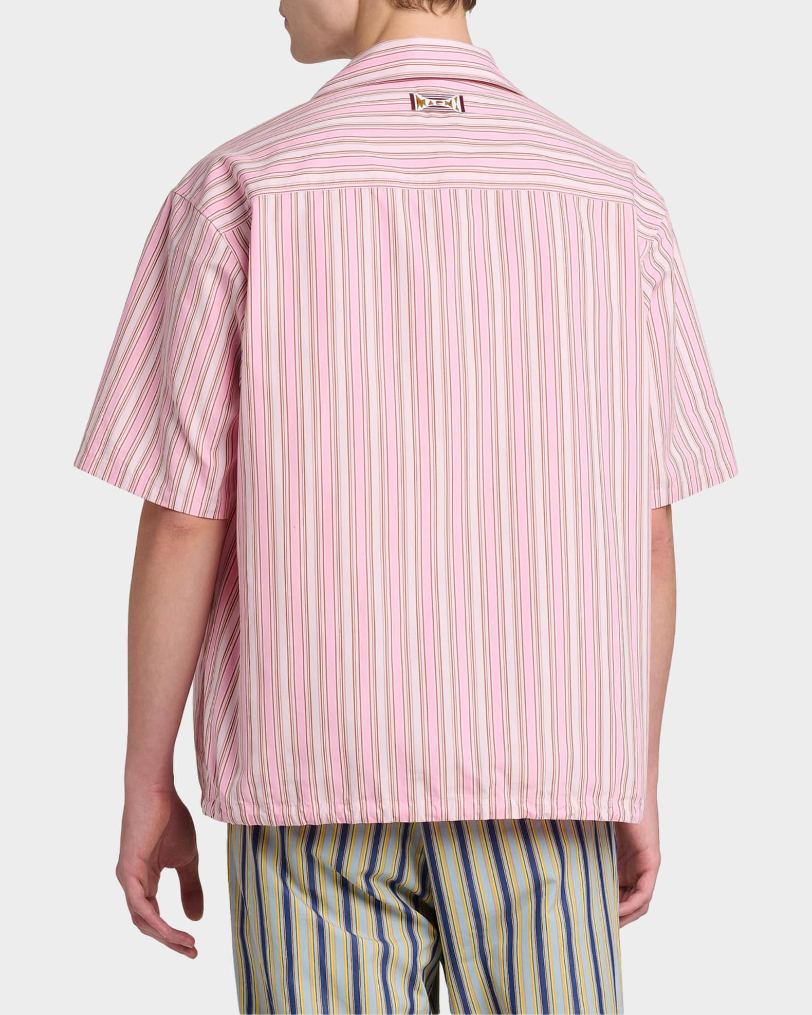 Marni Men's Variegated Stripe Boxy-Fit Short-Sleeve Shirt | Neiman