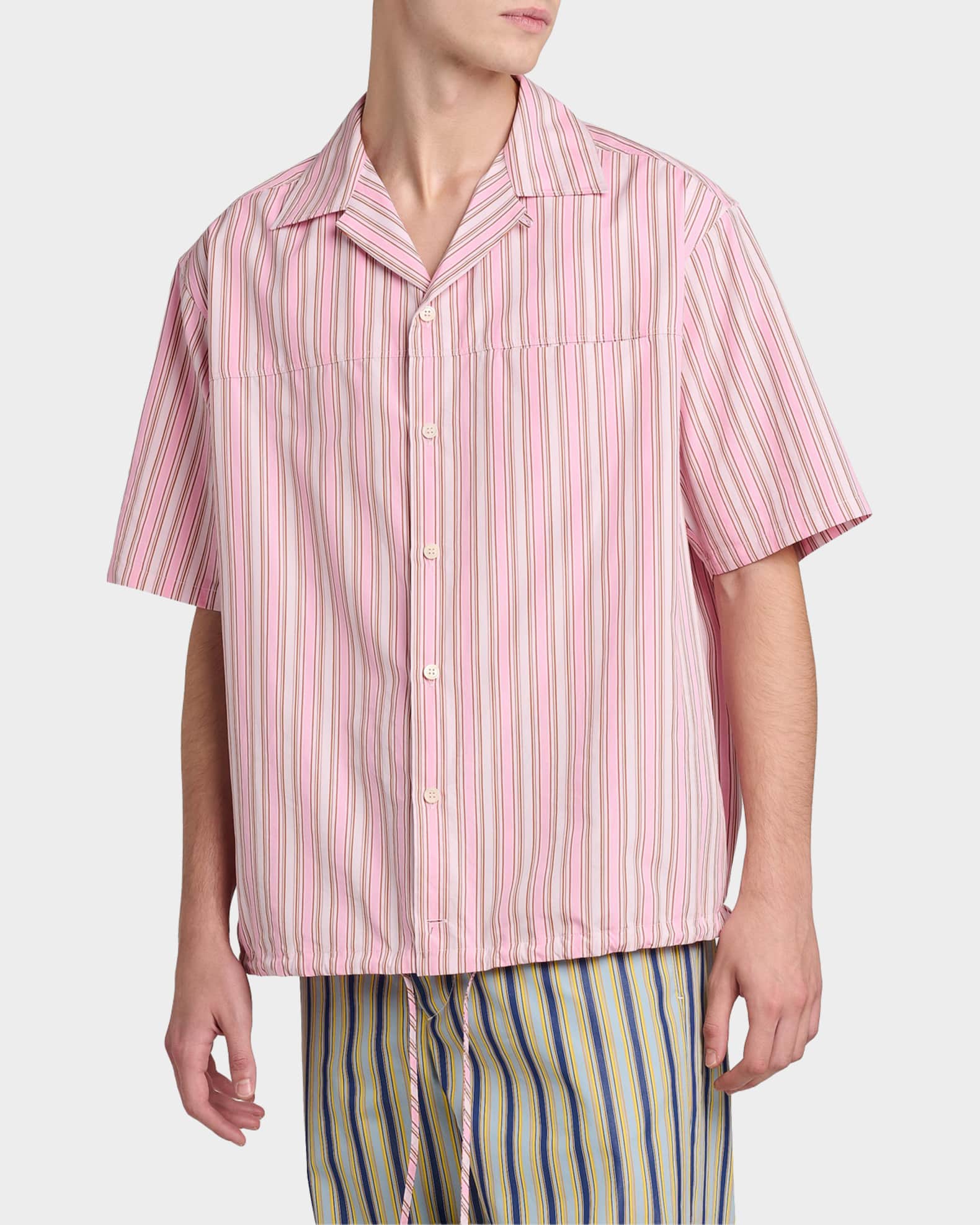 Marni Men's Variegated Stripe Boxy-Fit Short-Sleeve Shirt | Neiman