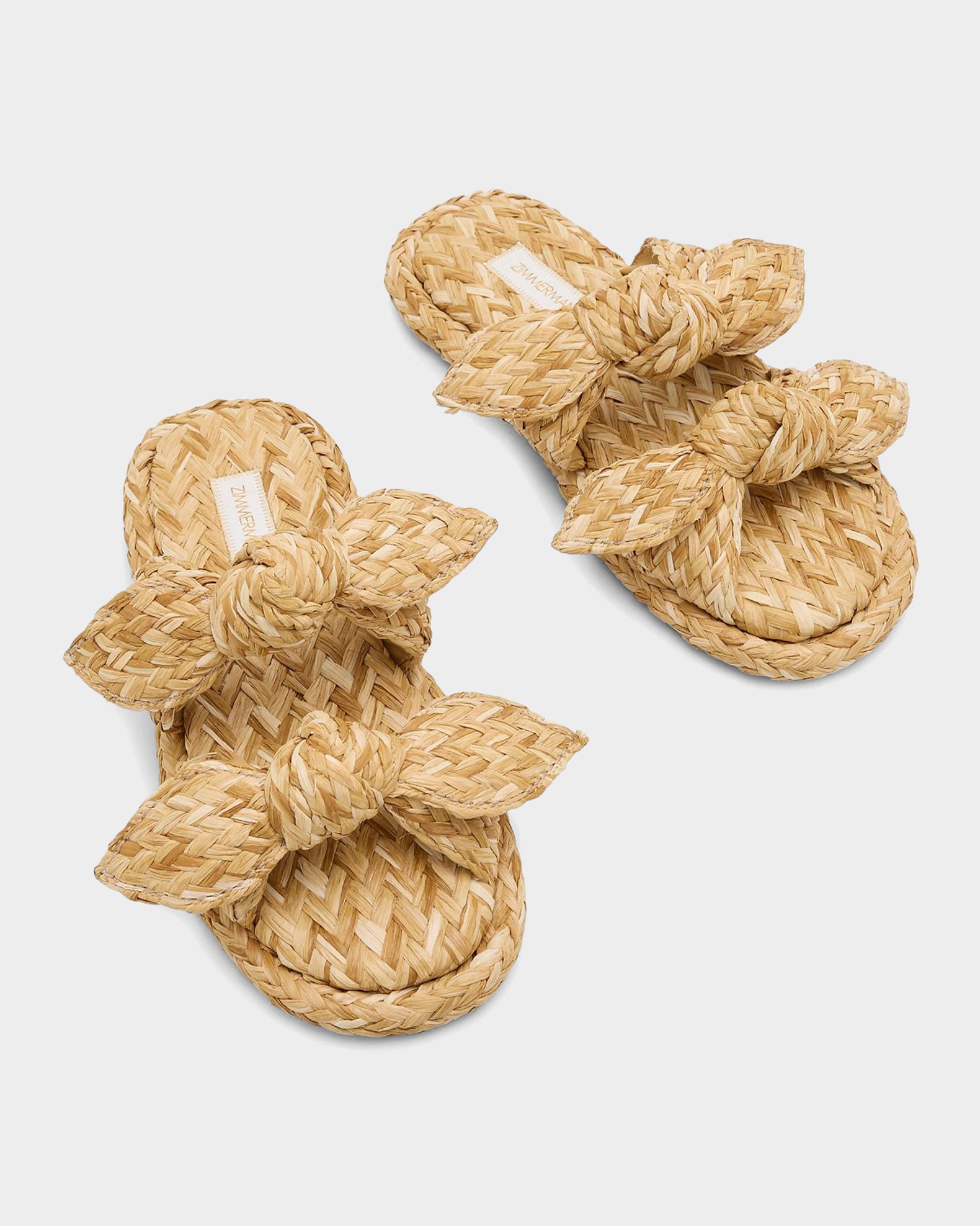 Zimmermann Carousel Raffia Slide Sandals | Neiman Marcus