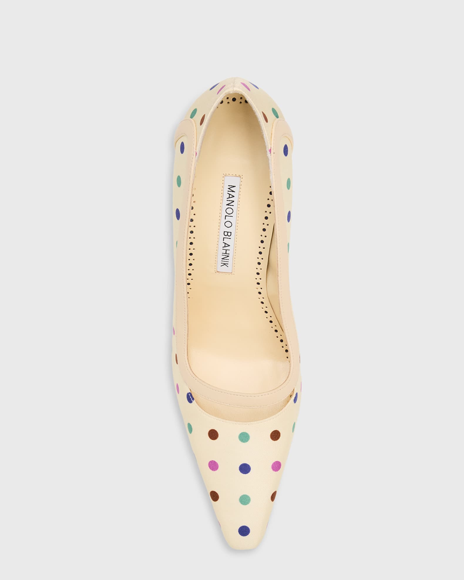 Manolo Blahnik Labama 105mm Polka-Dot Silk Stiletto Pumps | Neiman