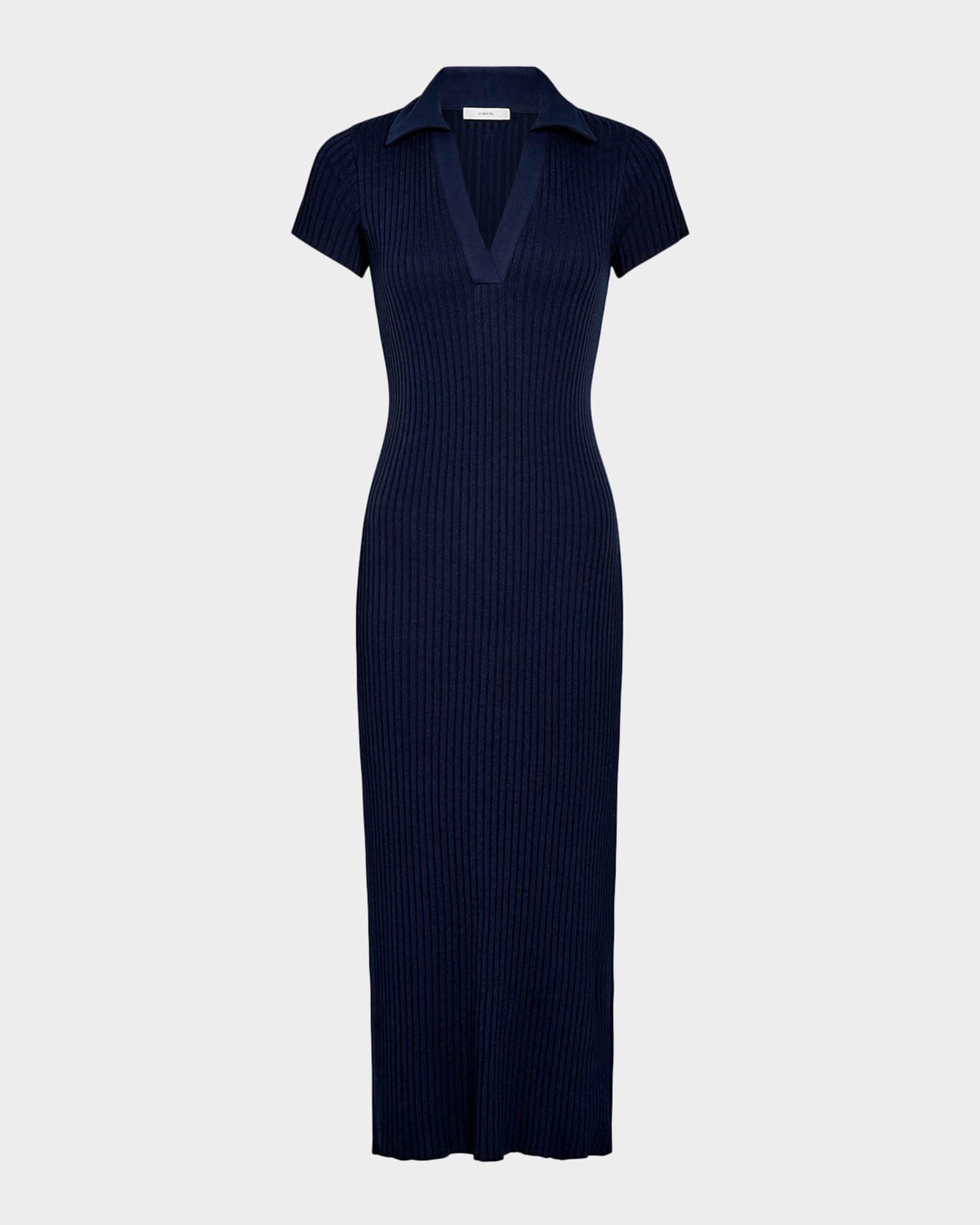 open lace back dress CELESTE EcoVero Viscose Short Sleeve Crew-Neck Rib Dress | On-Demand