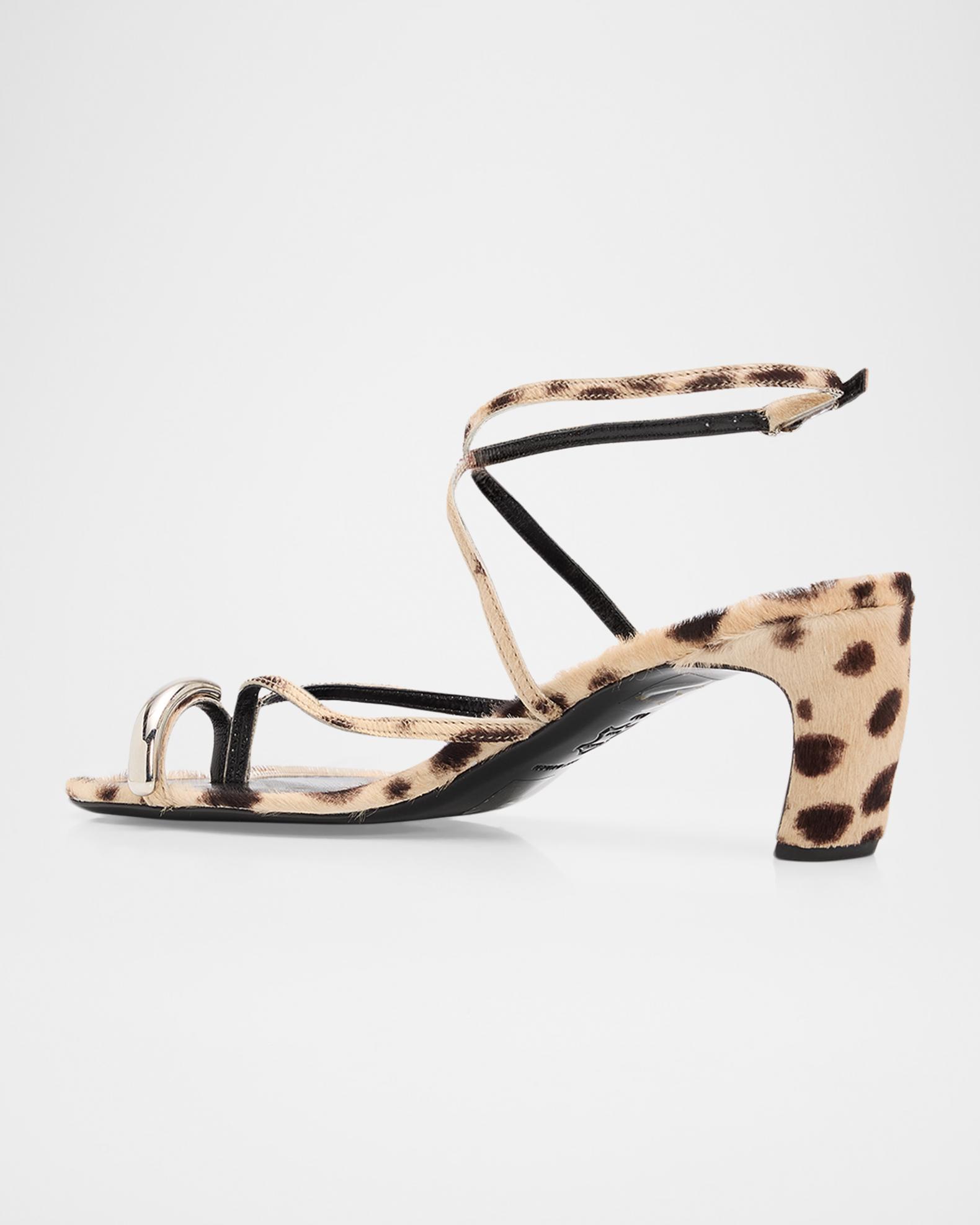 Tory Burch 65mm Pierced Strappy Calf Hair Sandals | Neiman Marcus