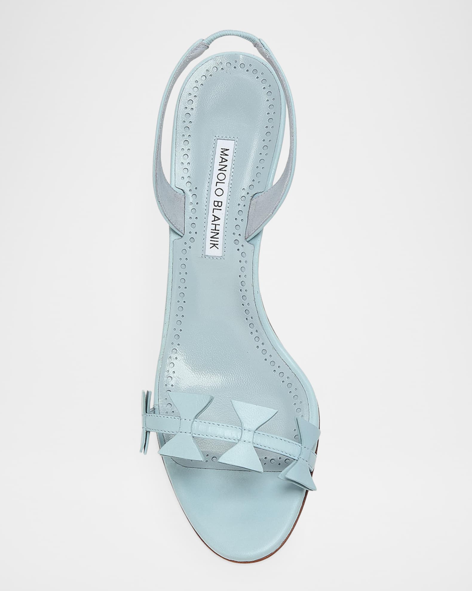 Manolo Blahnik 70mm Cigaurasli Bow Leather Sandals | Neiman Marcus