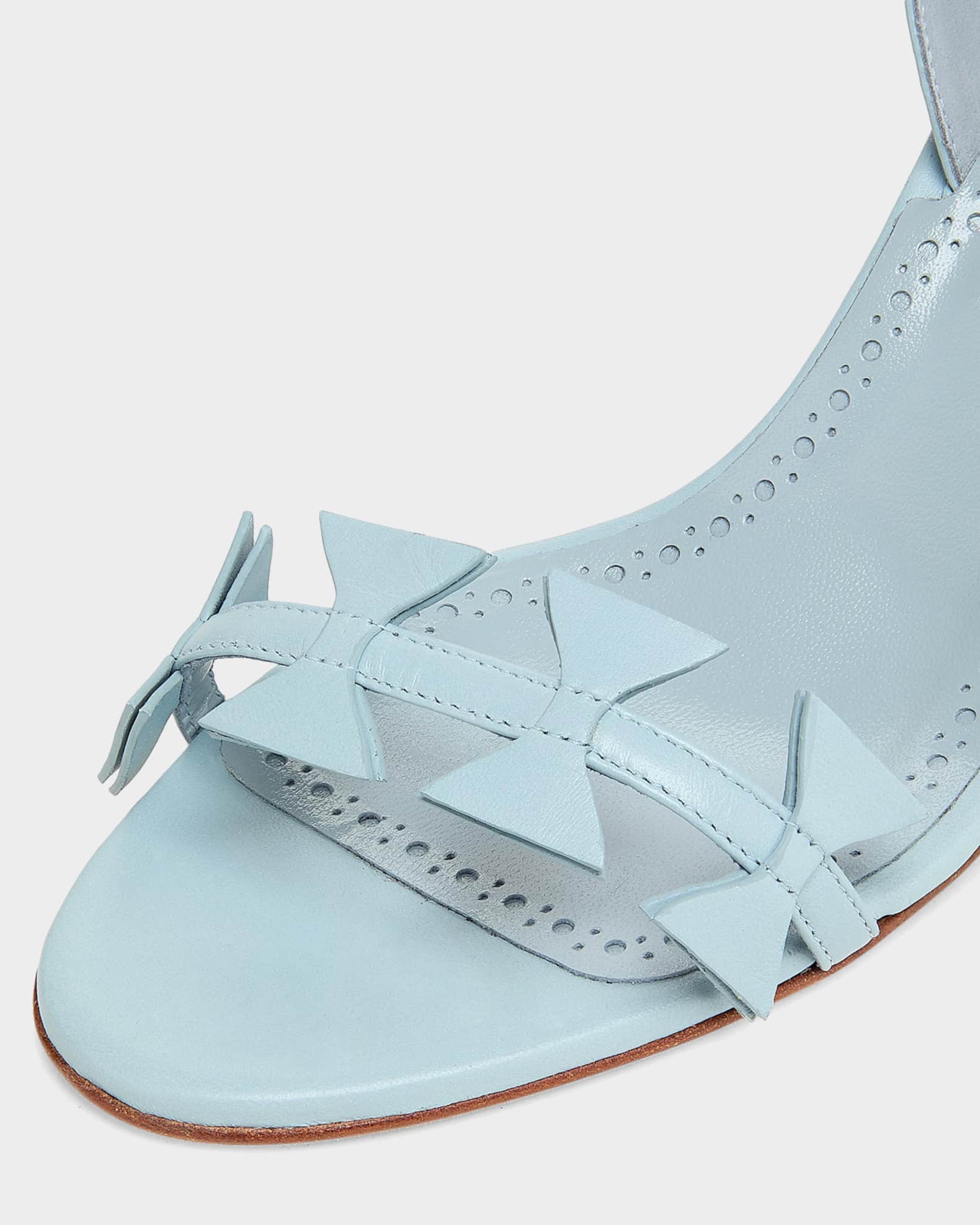 Manolo Blahnik 70mm Cigaurasli Bow Leather Sandals | Neiman Marcus