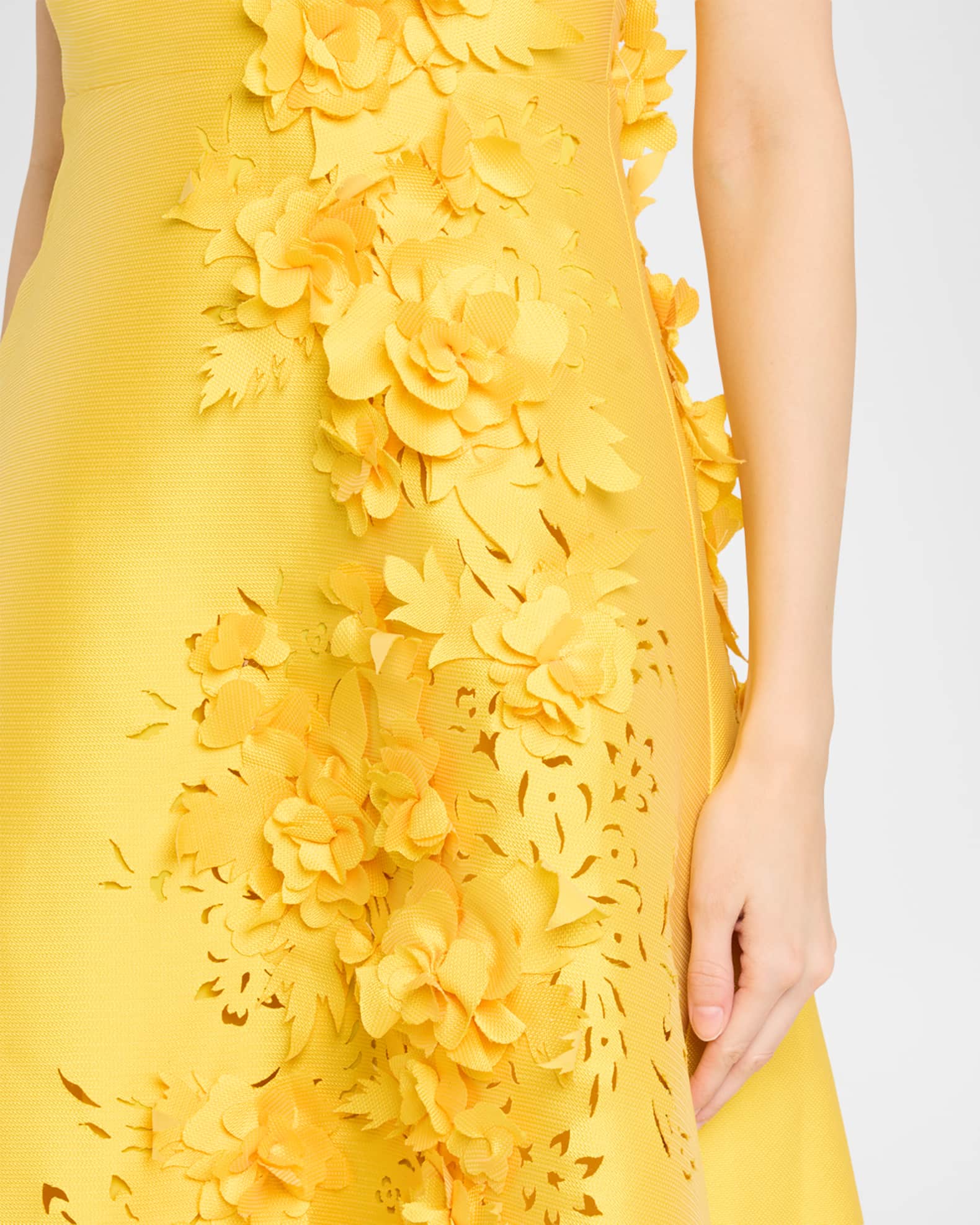 badgley mischka golden flower dress Gazar 3D Midi Cocktail Dress in Marigold main image 1
