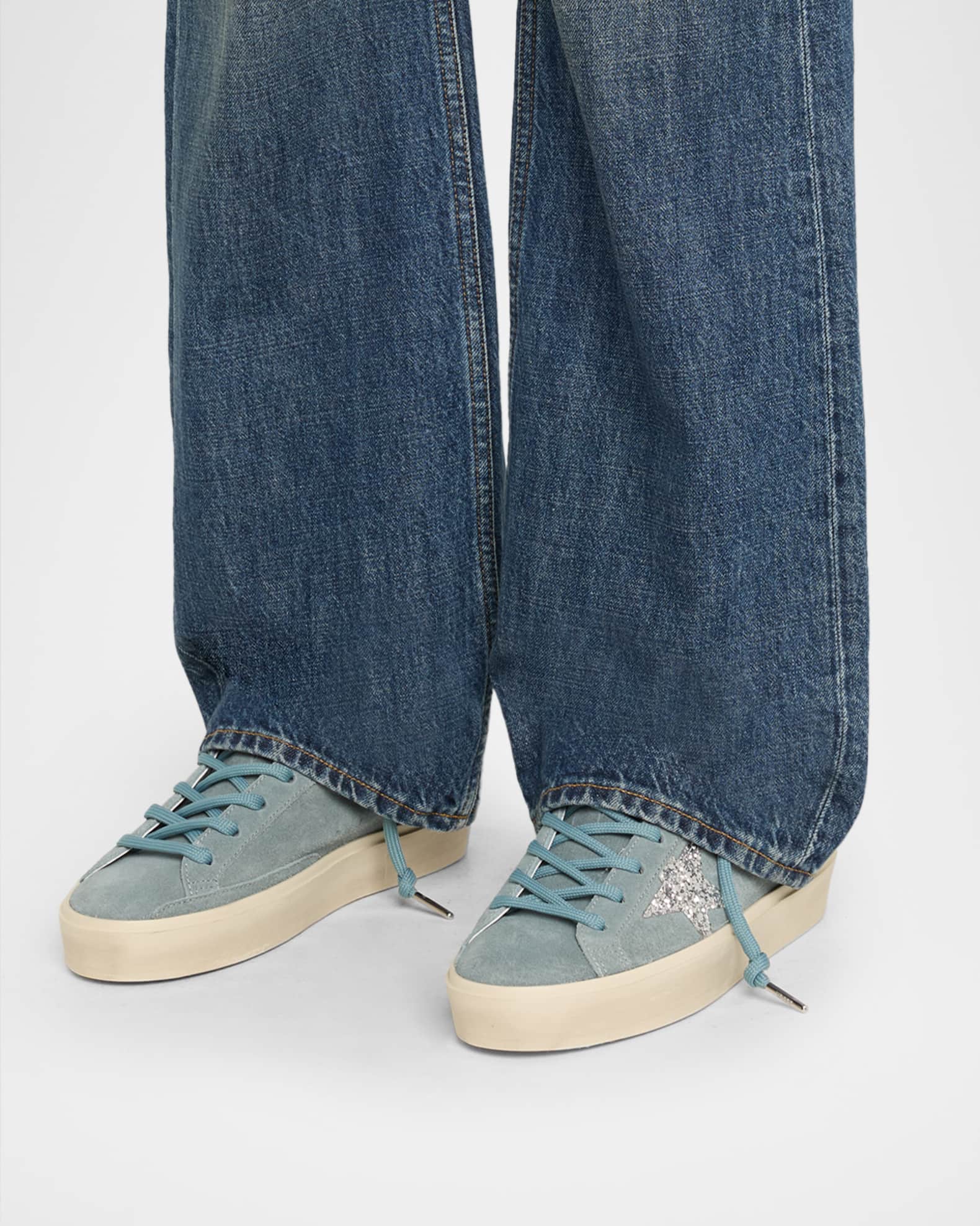 Golden Goose Hi Star Suede Glitter Low-Top Sneakers | Neiman Marcus
