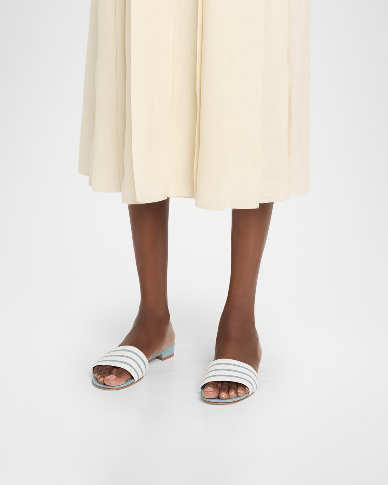 Manolo Blahnik Kenitra Striped Linen & Leather Sandals | Neiman Marcus