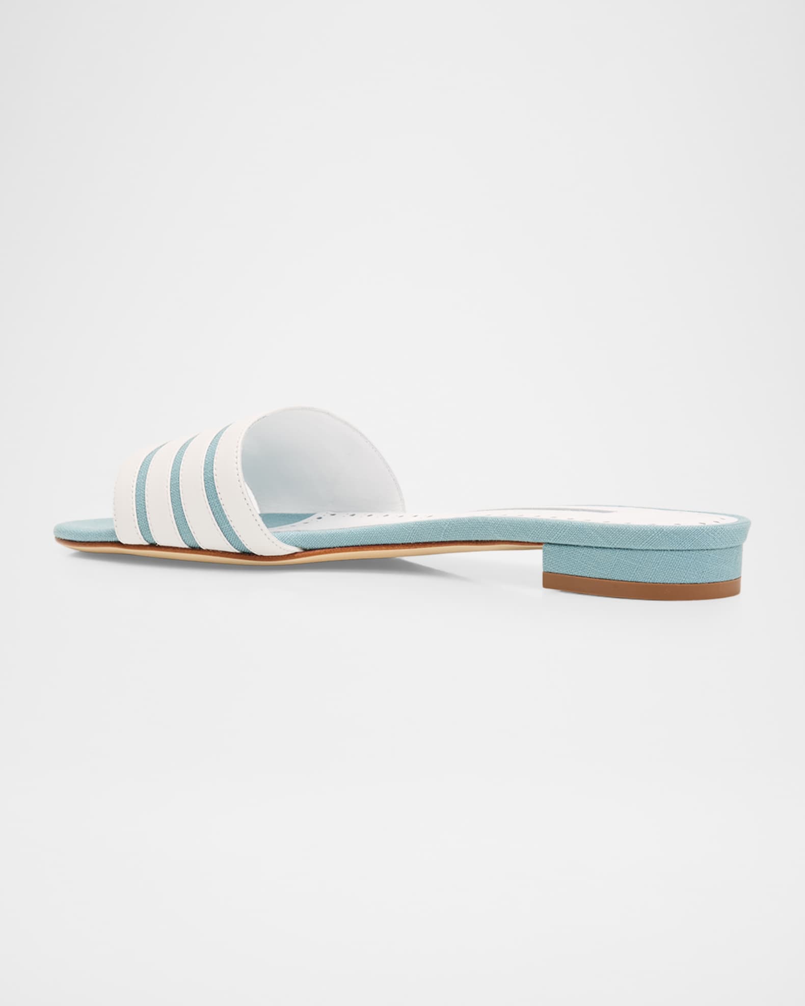 Manolo Blahnik Kenitra Striped Linen & Leather Sandals | Neiman Marcus