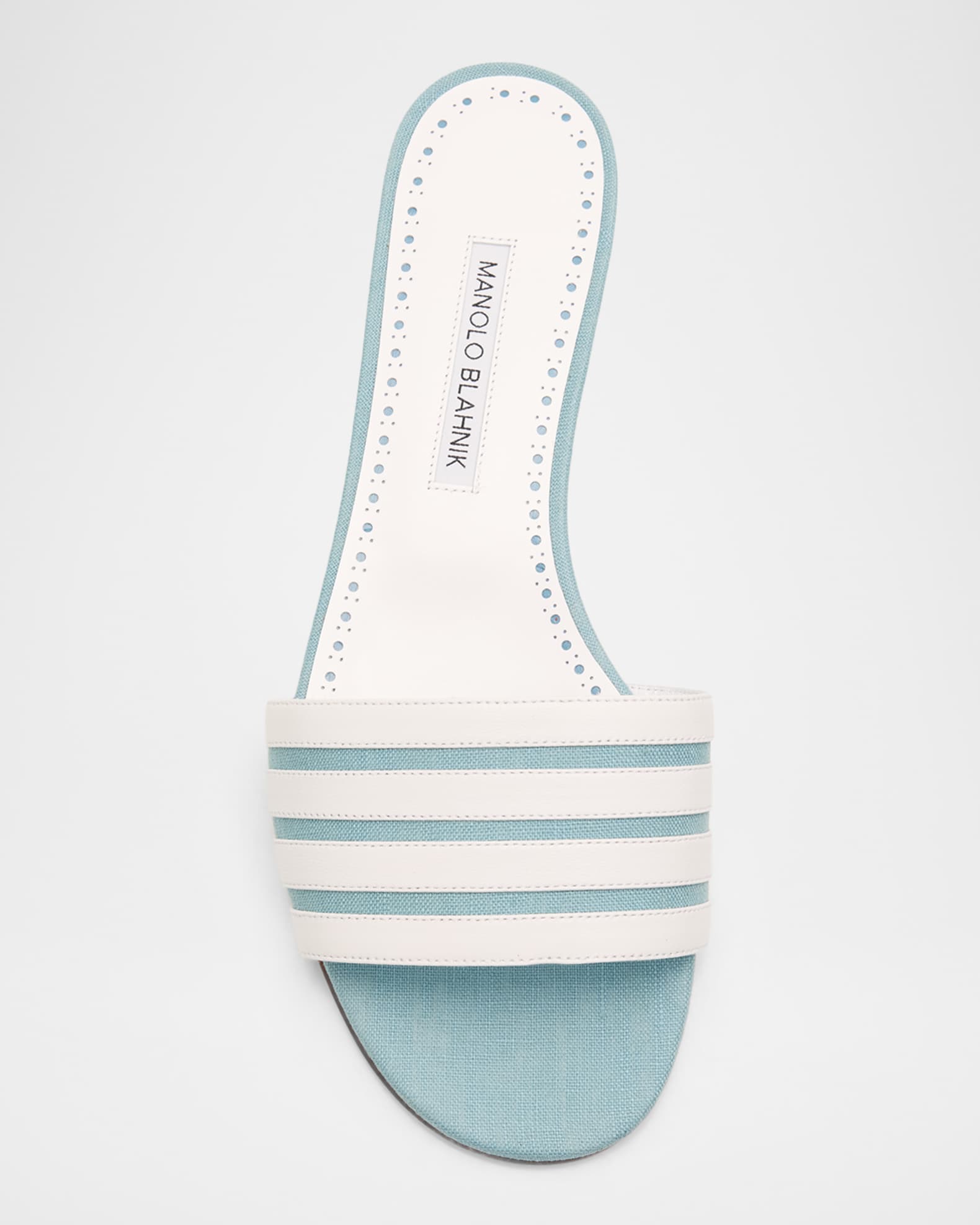 Manolo Blahnik Kenitra Striped Linen & Leather Sandals | Neiman Marcus