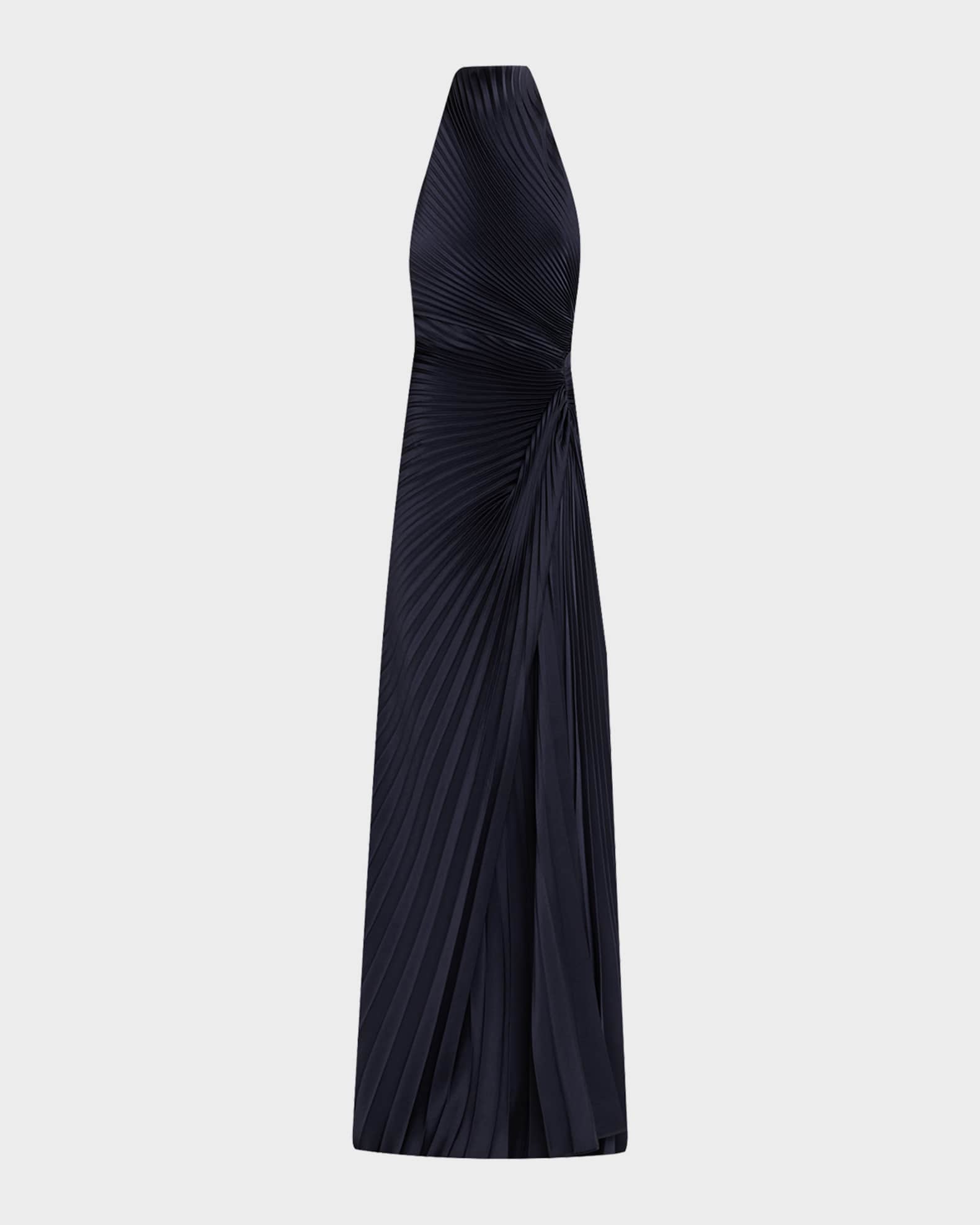 A.L.C. Women's Romy Pleated Satin Gown - Night Blue - Size 8