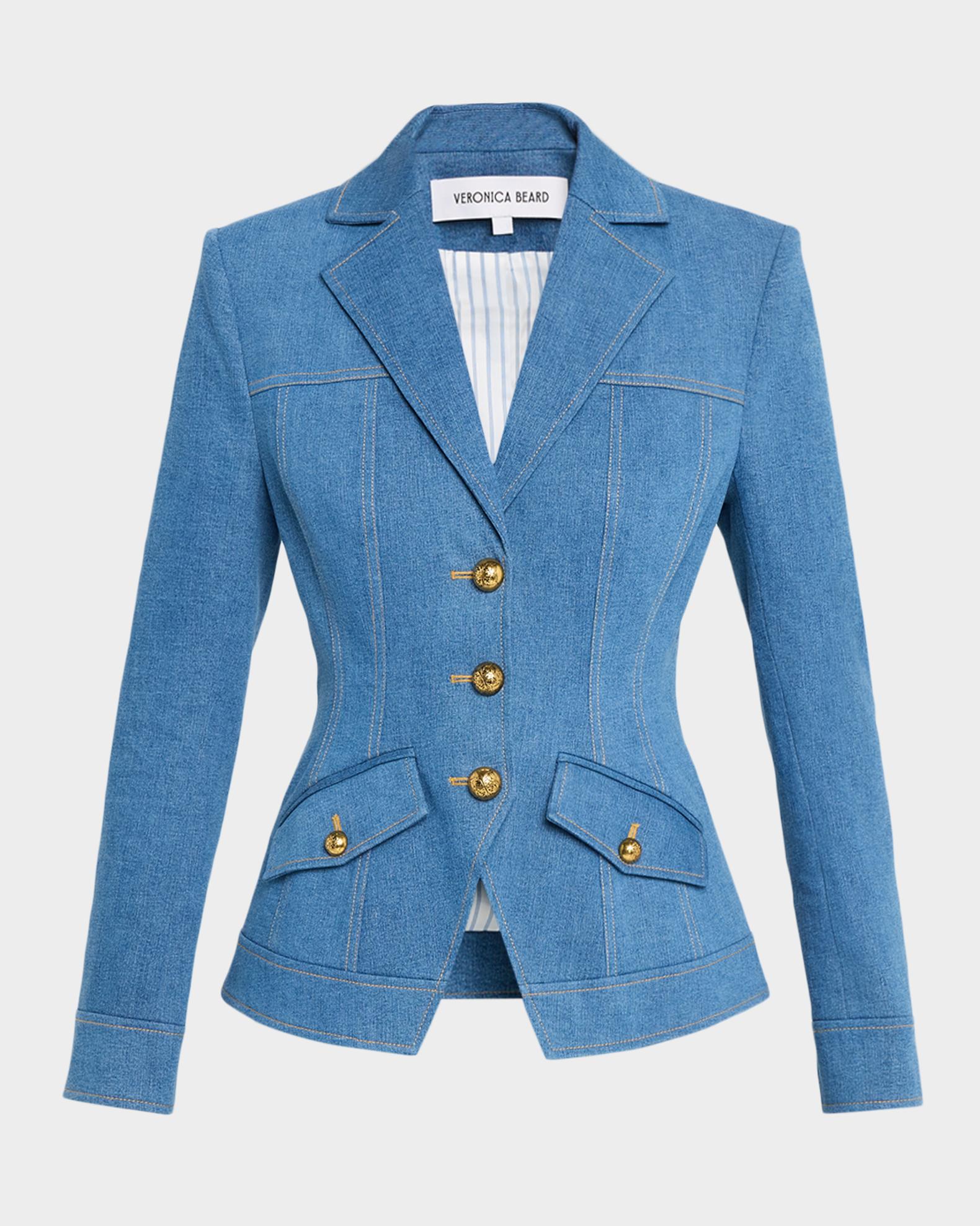 Veronica Beard Randy Single-Breasted Stretch Cotton Jacket