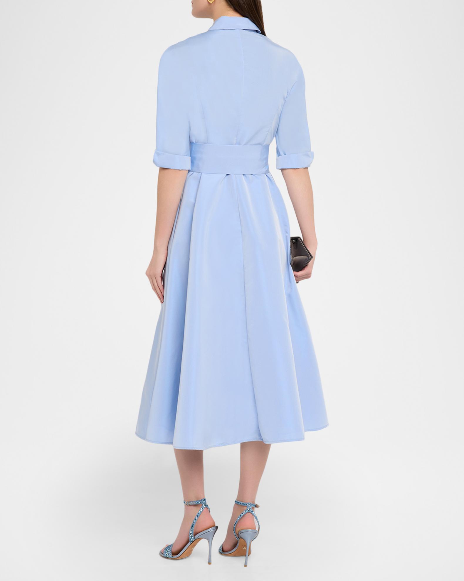 teri jon midi dress Teri Jon by Rickie Freeman Women's Taffeta Cocktail Midi-Shirtdress - Navy