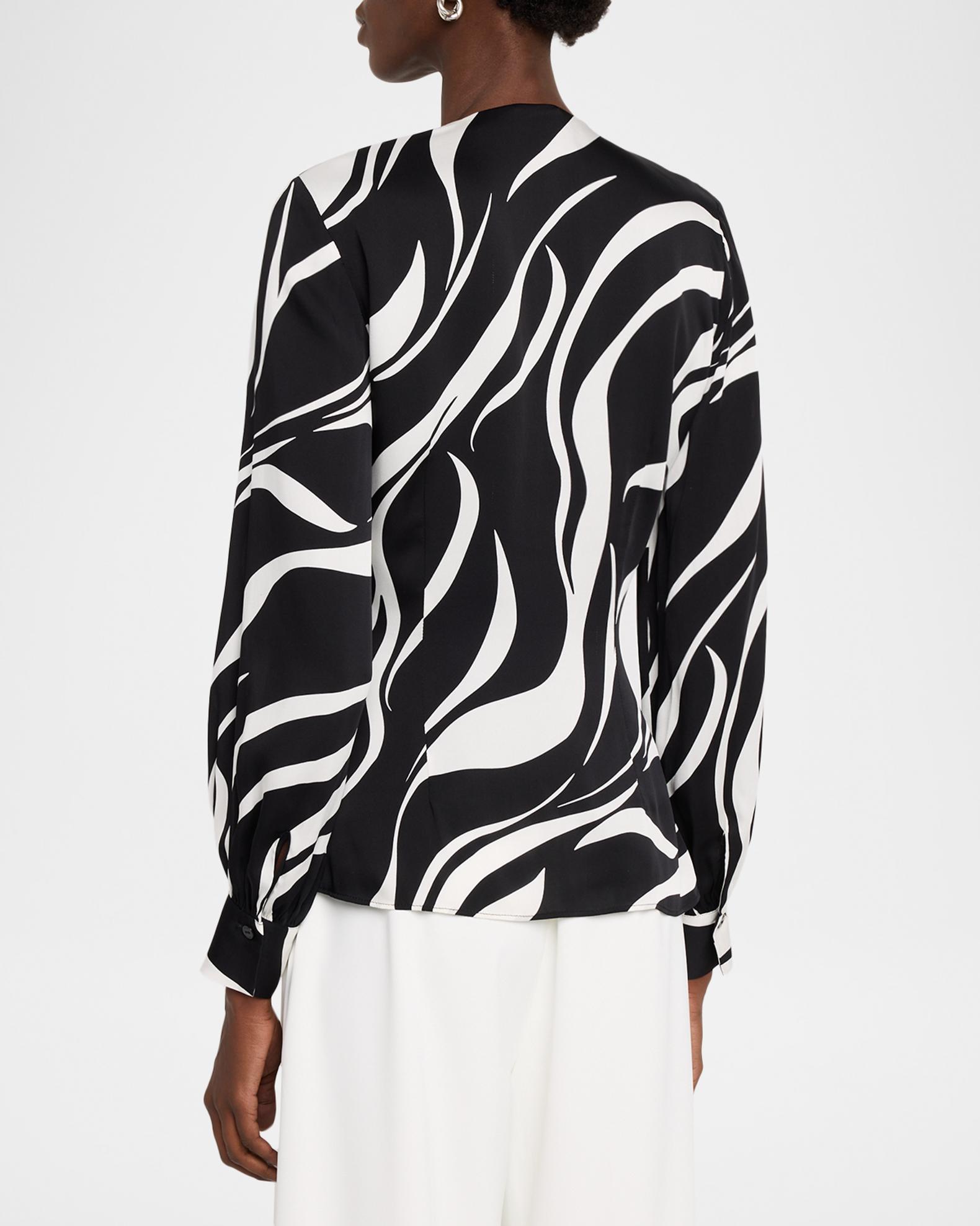 Elie Tahari Estelle Abstract Silk-Blend Surplice Blouse | Neiman 