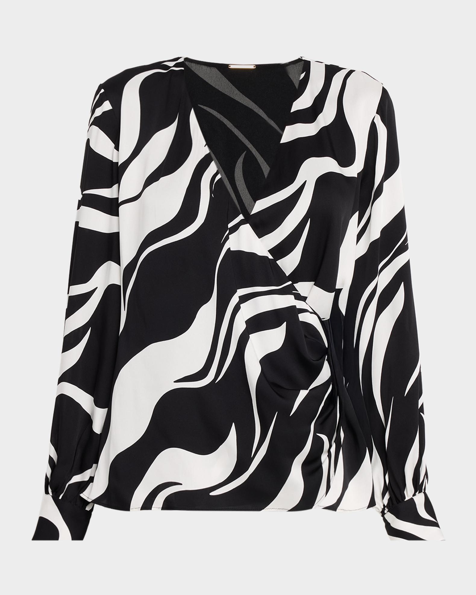 Elie Tahari Estelle Abstract Silk-Blend Surplice Blouse | Neiman 