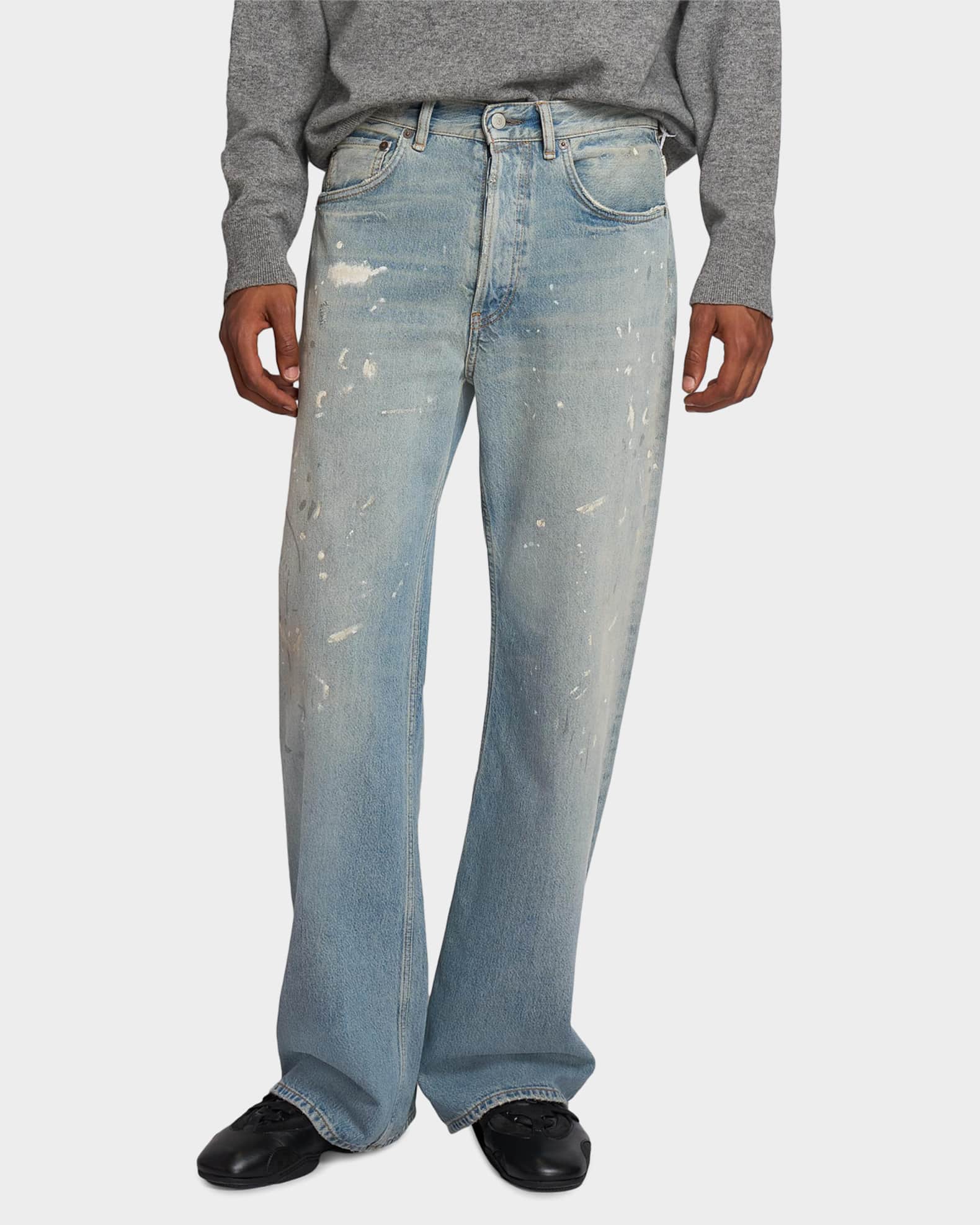 Acne Studios Men's Trafalgar Paint Splatter Straight-Leg Jeans