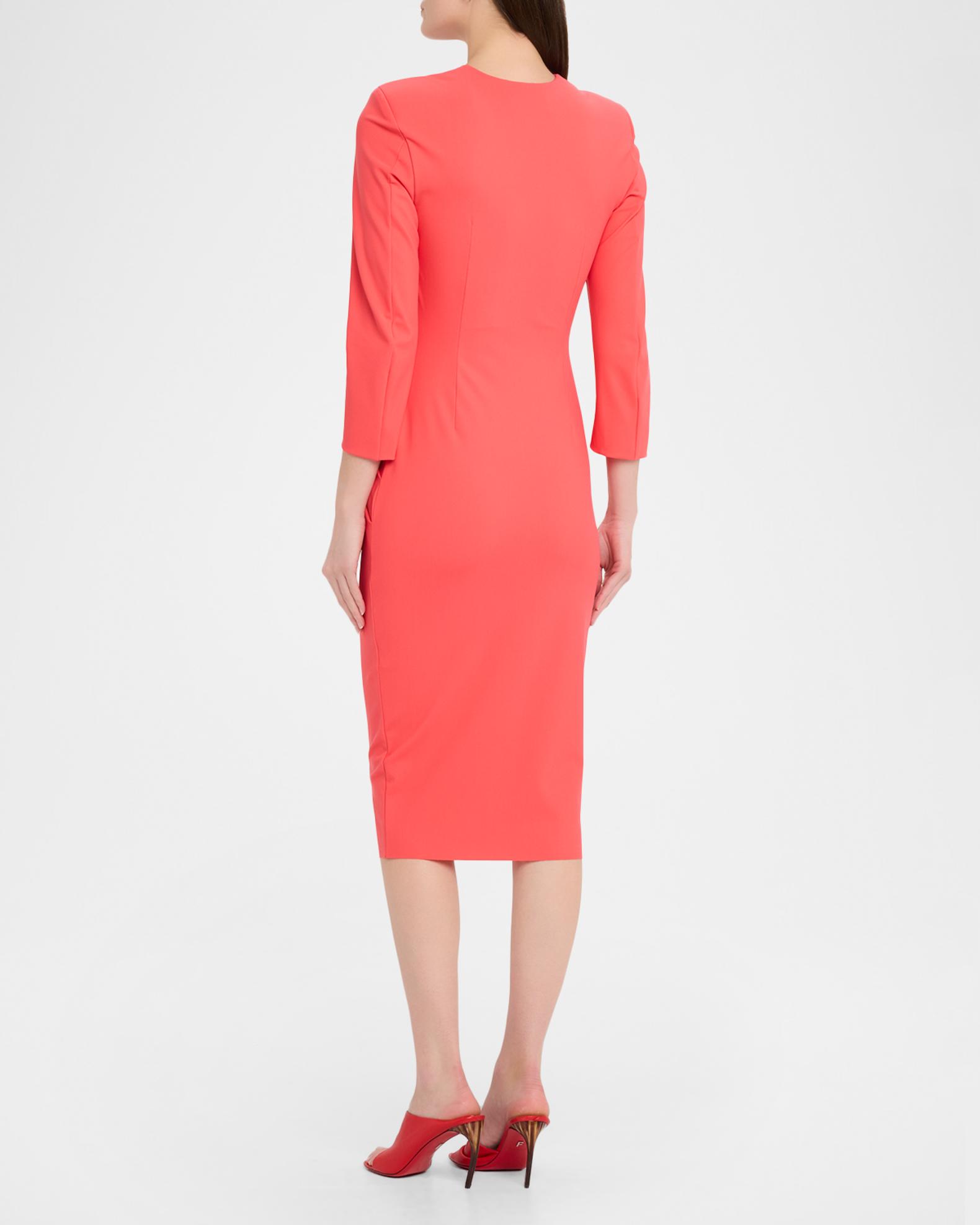 Chiara Boni La Petite Robe Azula Pleated Deep V-Neck Midi Sheath Dress ...