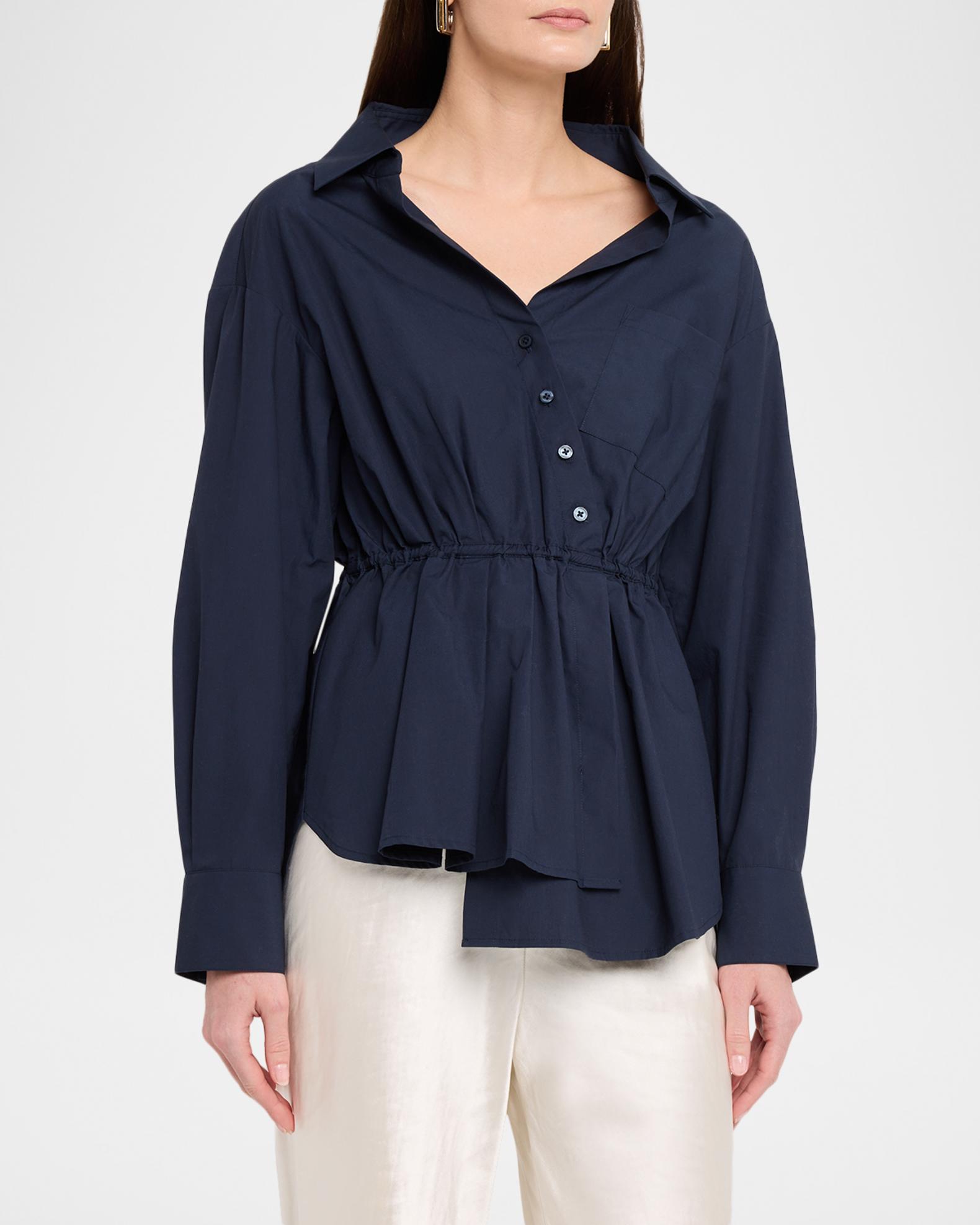 Rosie Assoulin Falling Off-The-Shoulder Cotton Poplin Shirt 