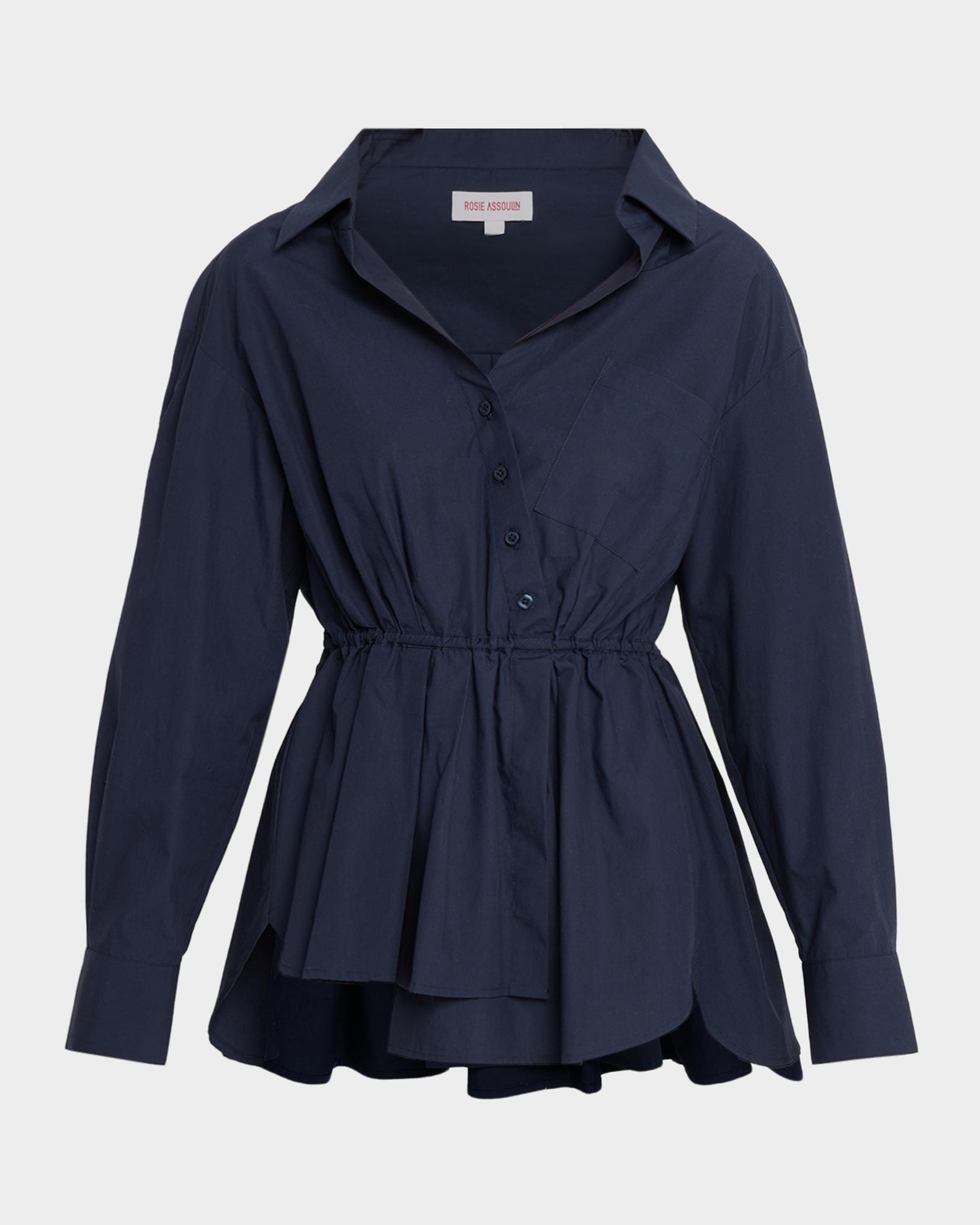 Rosie Assoulin Falling Off-The-Shoulder Cotton Poplin Shirt 