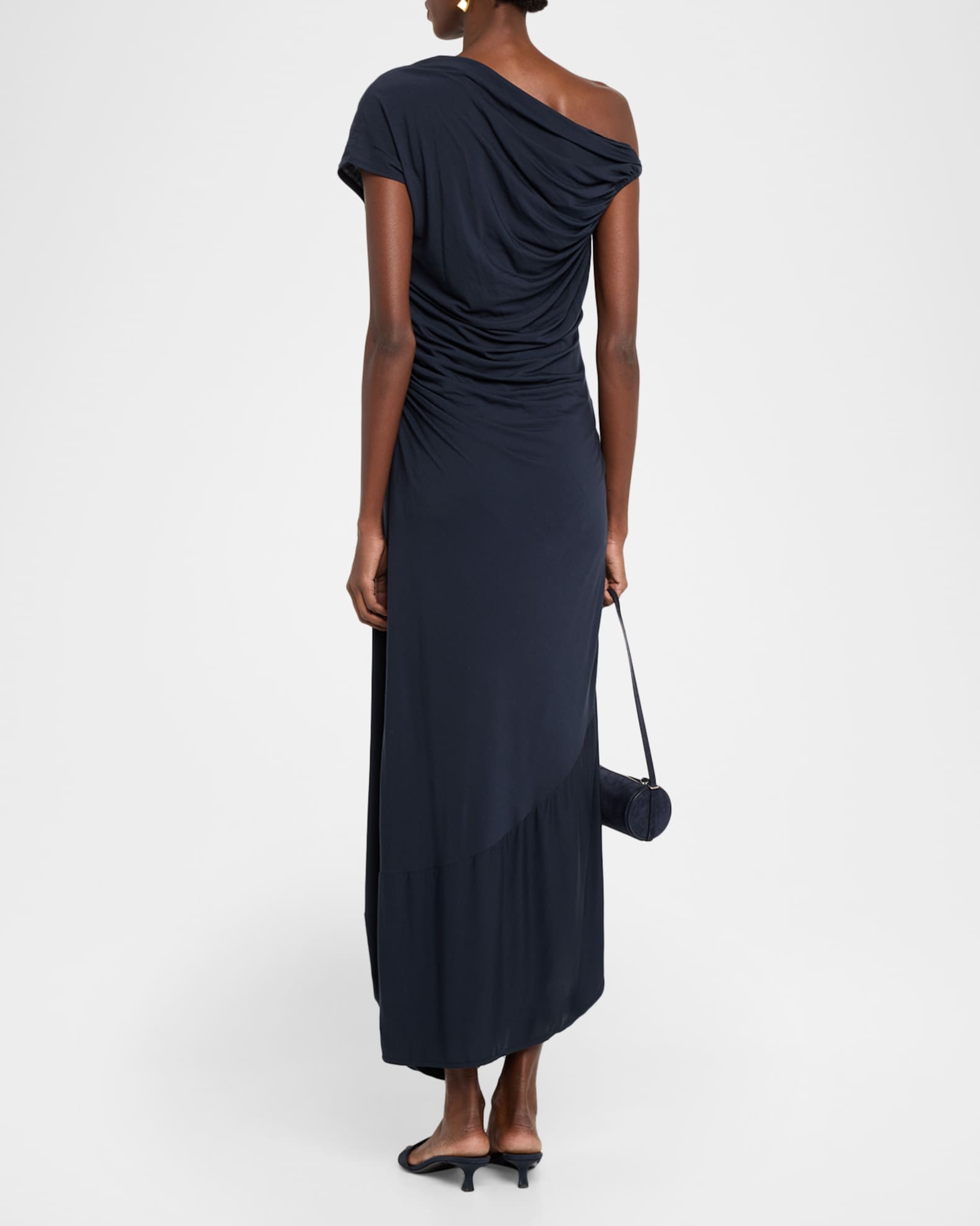 A.L.C. Halle Ruched Asymmetric Jersey Dress | Neiman Marcus
