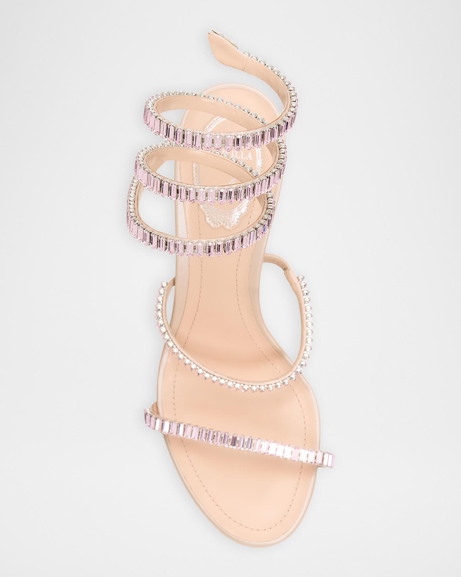 Rene Caovilla 105mm Cleo Embellished Leather Snake-Wrap Sandals