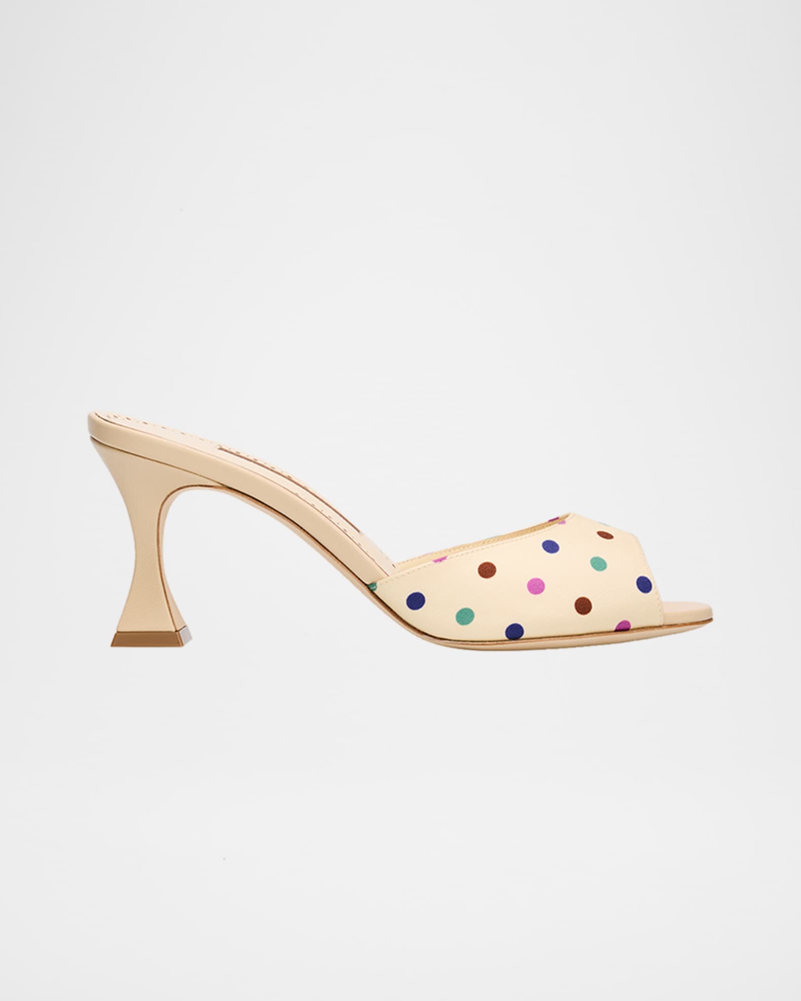 Manolo Blahnik 50mm Jadaron Polka-Dot Twill Mules | Neiman Marcus